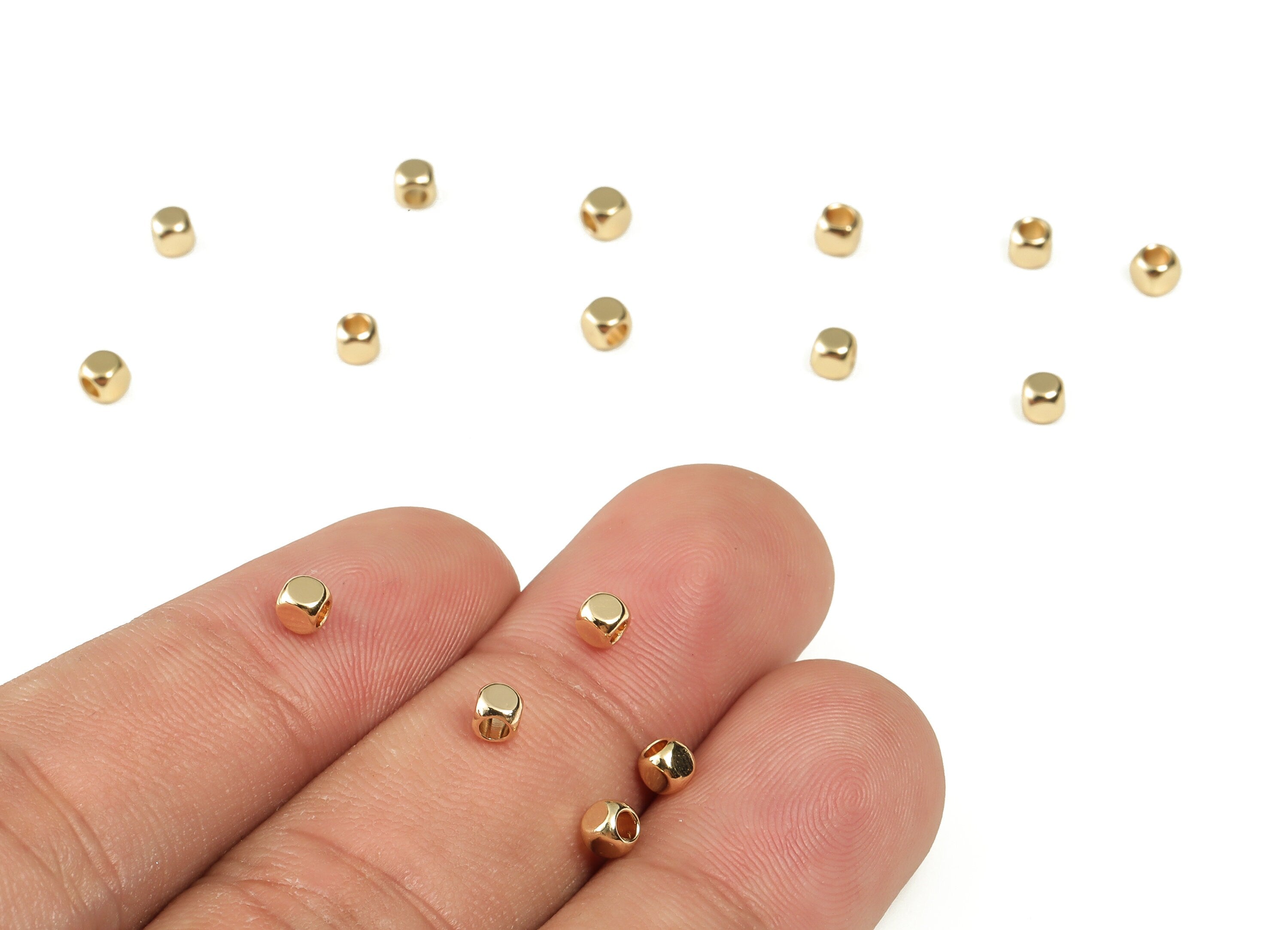 Brass Tiny Square Spacer Beads – Dice Beads – Cube Square Beads - 18K Gold Plated Brass Beads – Jewelry Supplies - 2.99×2.99mm - RGP3252 - DOMEDBAZAAR