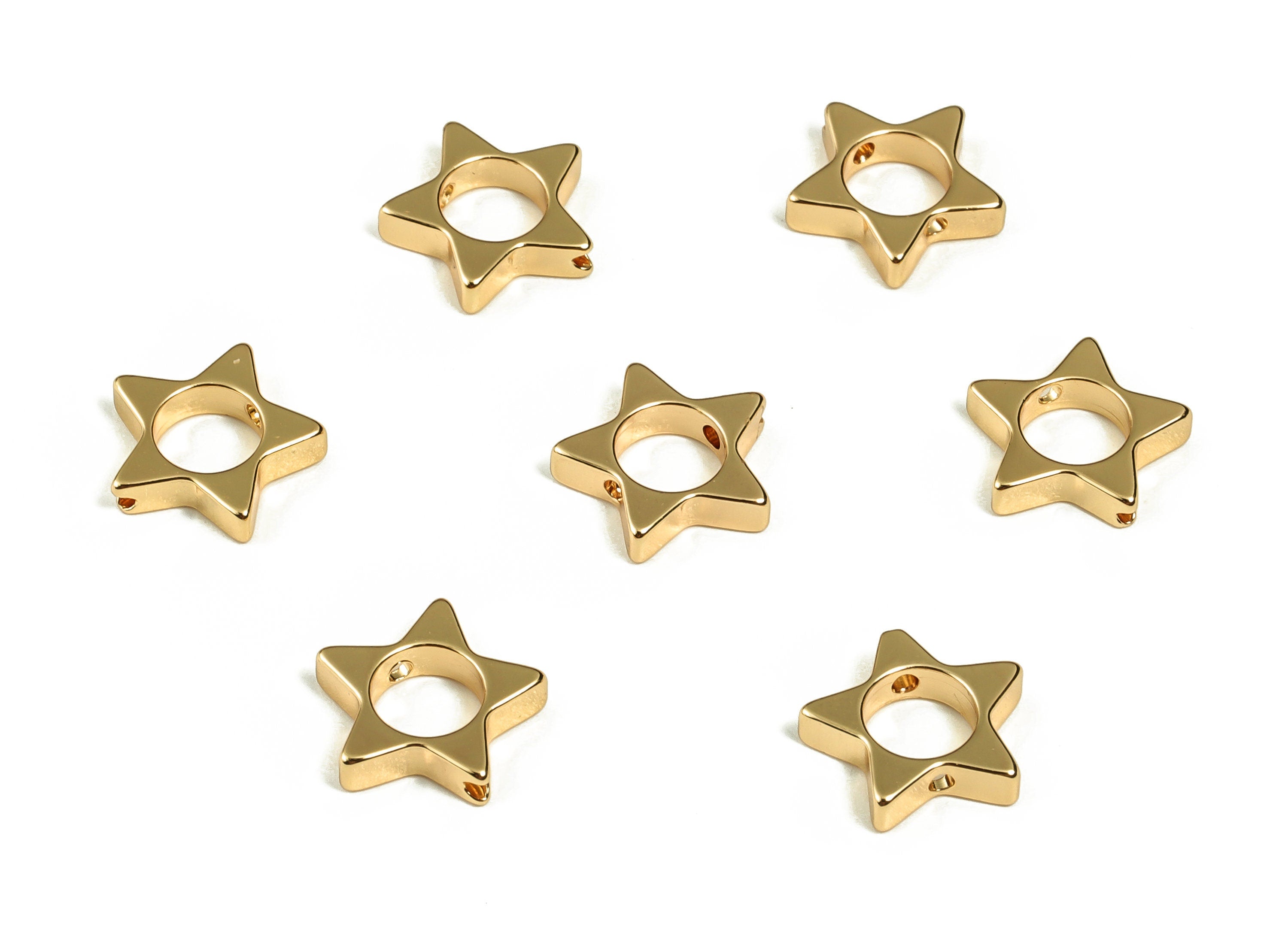 Brass Hollow Star Spacer Bead - Tiny Star Beads - 18K Real Gold Plated Hollow Star Bead - Jewelry Making Supplies -10.35x9.97x2.3mm- RGP3087 - DOMEDBAZAAR