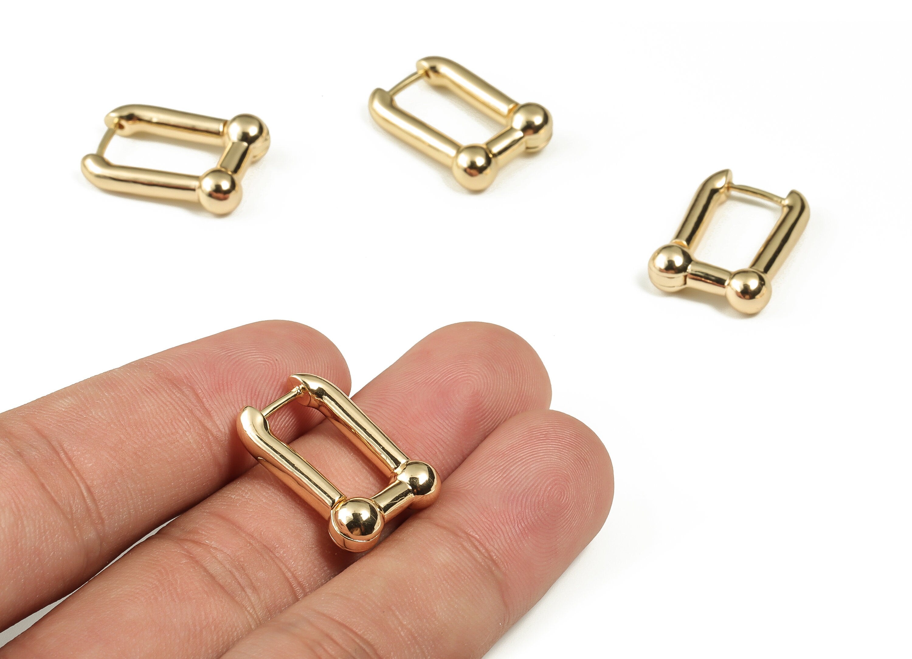 U Hoop Earrings – Brass Huggie Earring – Small Hoop Earring - 18K Real Gold Plated Brass – Jewelry Supplies - 21.61x15.48x3.62mm - RGP3302 - DOMEDBAZAAR