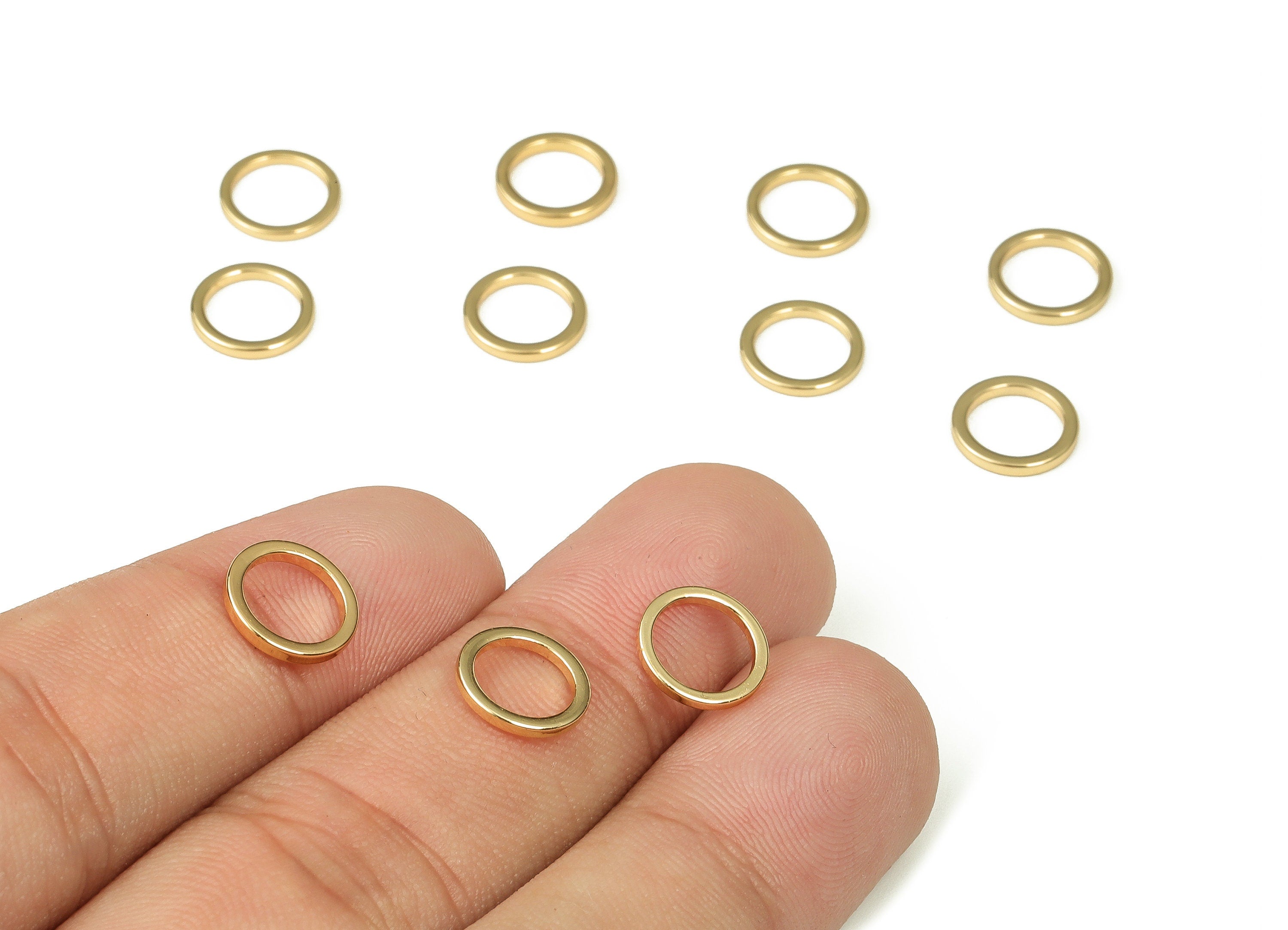 Brass Round Connector - Gold Round Links - Brass Circle Connector - 18K Real Gold Plated Brass - Jewelry Supplies - 9x1x1mm - RGP3310-9 - DOMEDBAZAAR