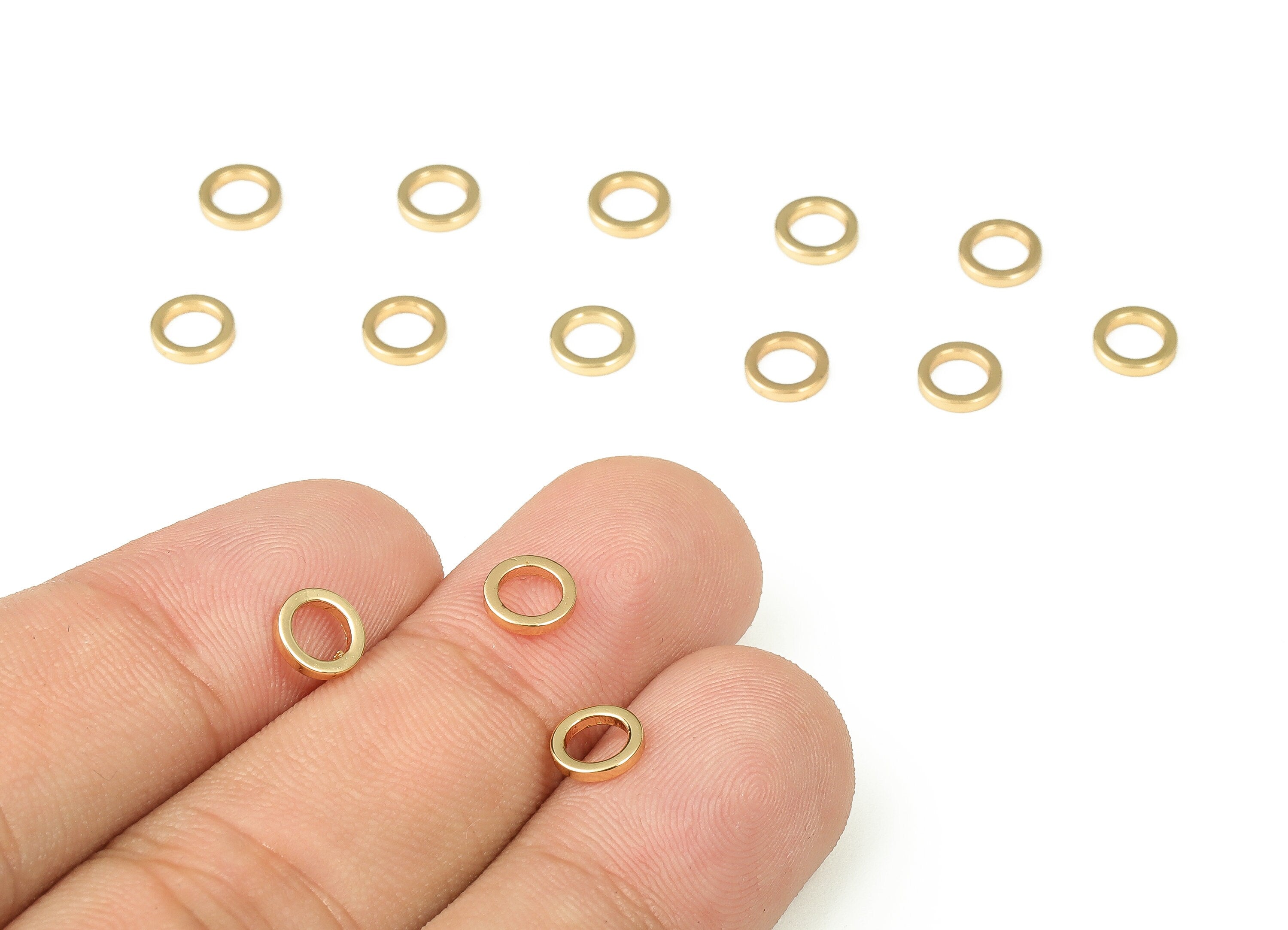 Brass Round Connector - Gold Round Links - Brass Circle Connector - 18K Real Gold Plated Brass - Jewelry Supplies - 6x1x1mm - RGP3310-6 - DOMEDBAZAAR