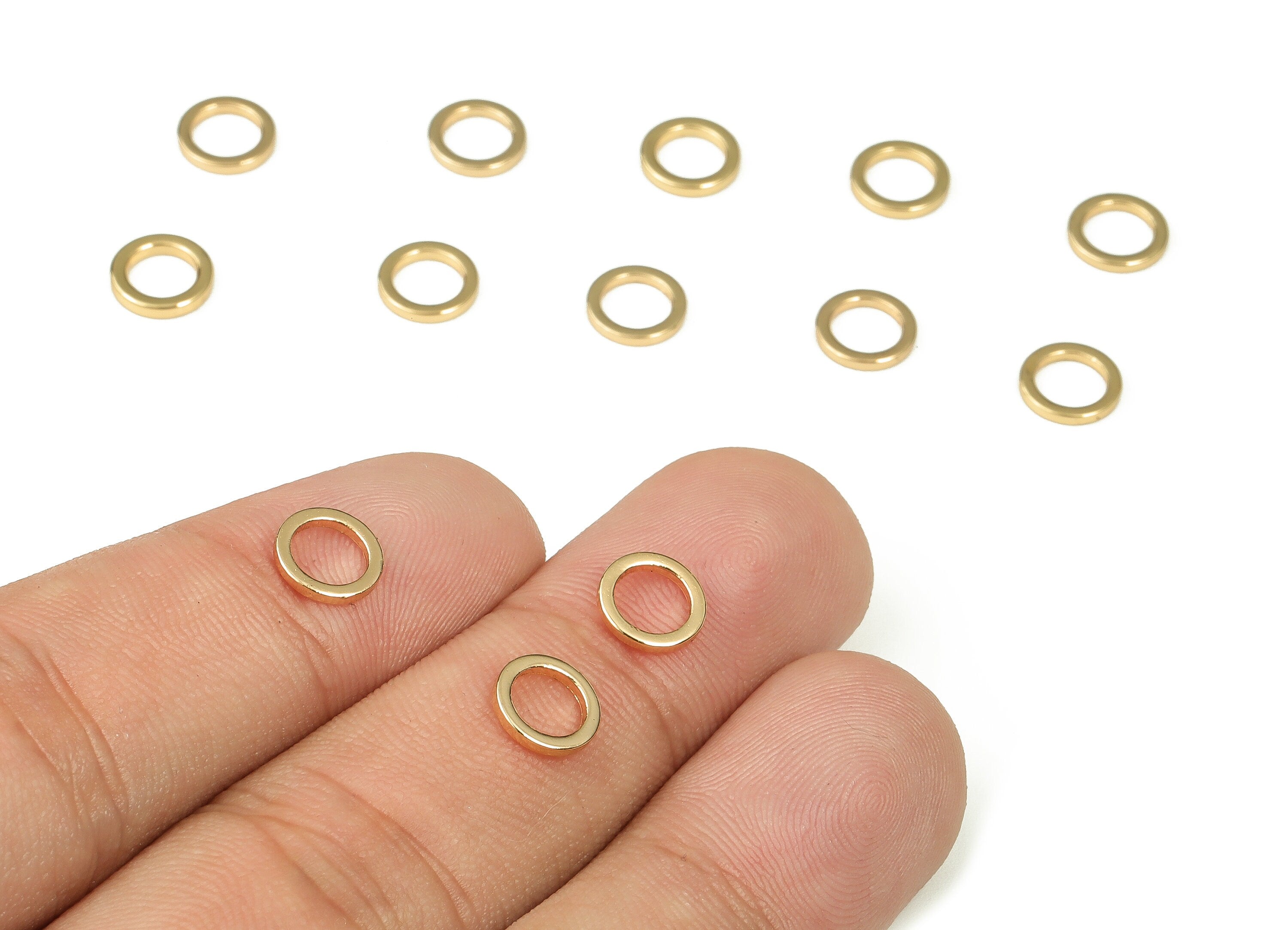 Brass Round Connector - Gold Round Links - Brass Circle Connector - 18K Real Gold Plated Brass - Jewelry Supplies - 7x1x1mm - RGP3310-7 - DOMEDBAZAAR