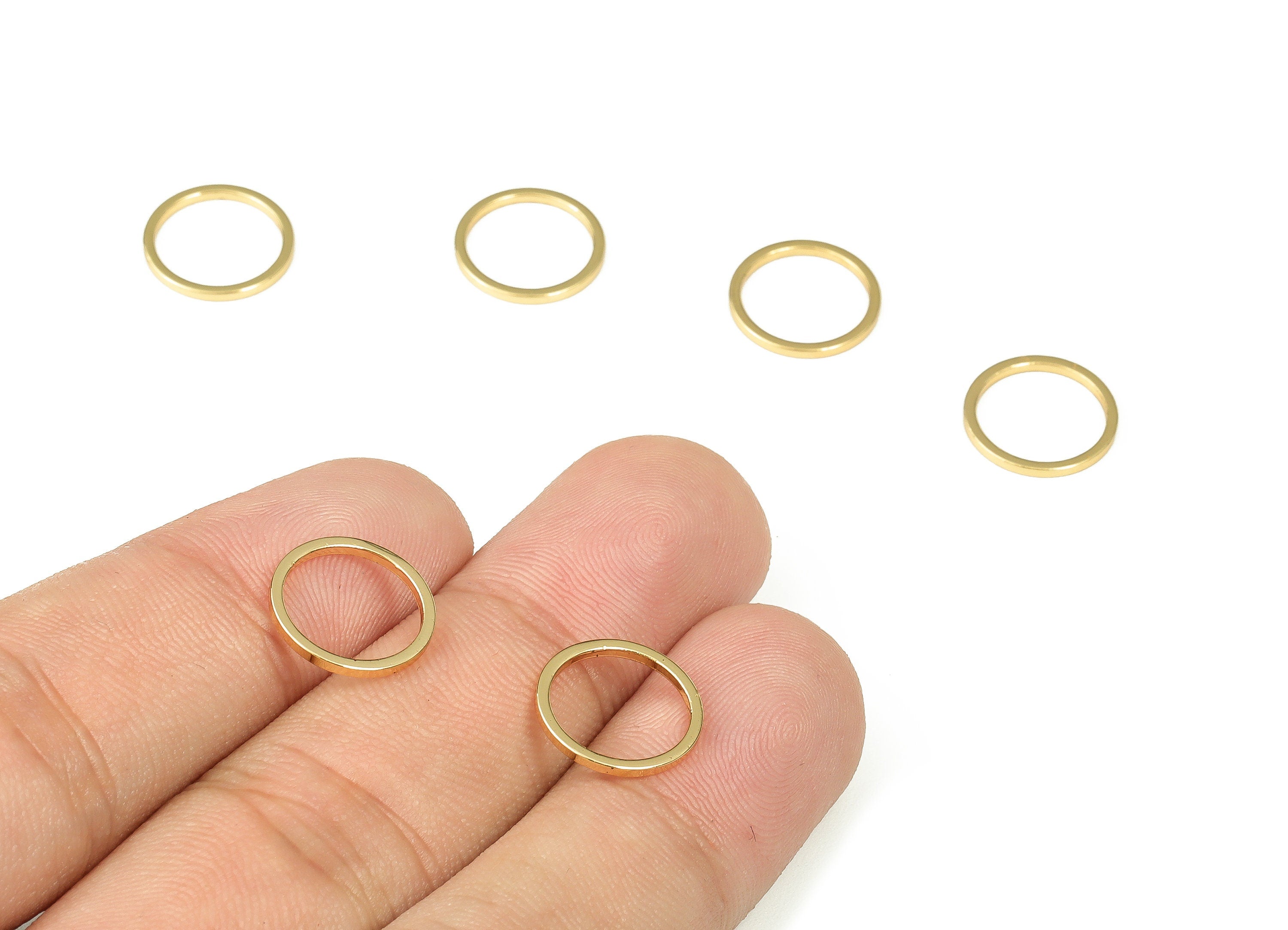 Brass Round Connector - Gold Round Links - Brass Circle Connector - 18K Real Gold Plated Brass - Jewelry Supplies - 12x1x1mm - RGP3310-12 - DOMEDBAZAAR
