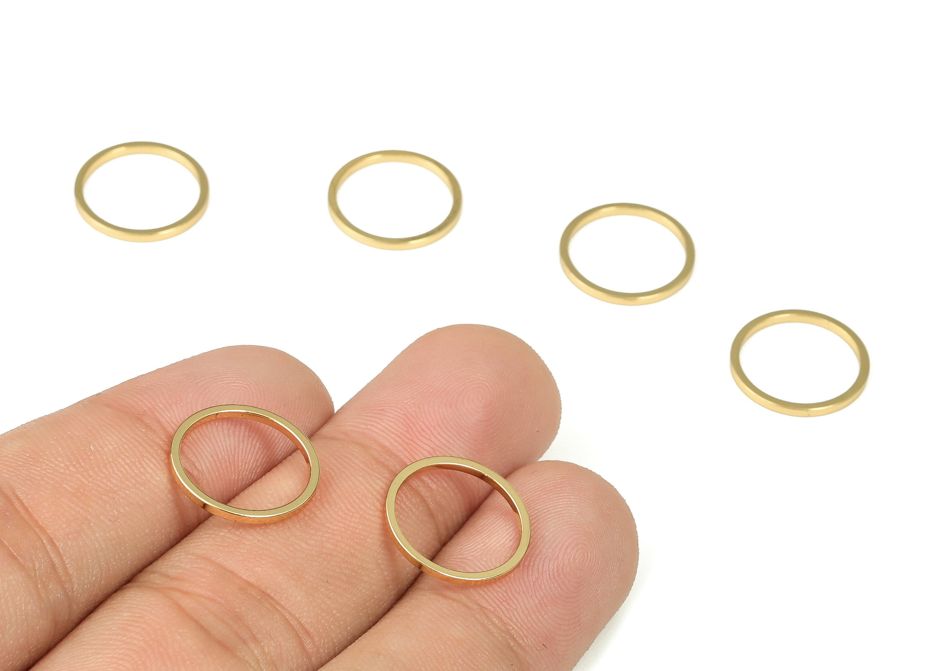 Brass Round Connector - Gold Round Links - Brass Circle Connector - 18K Real Gold Plated Brass - Jewelry Supplies - 14x1x1mm - RGP3310-14 - DOMEDBAZAAR