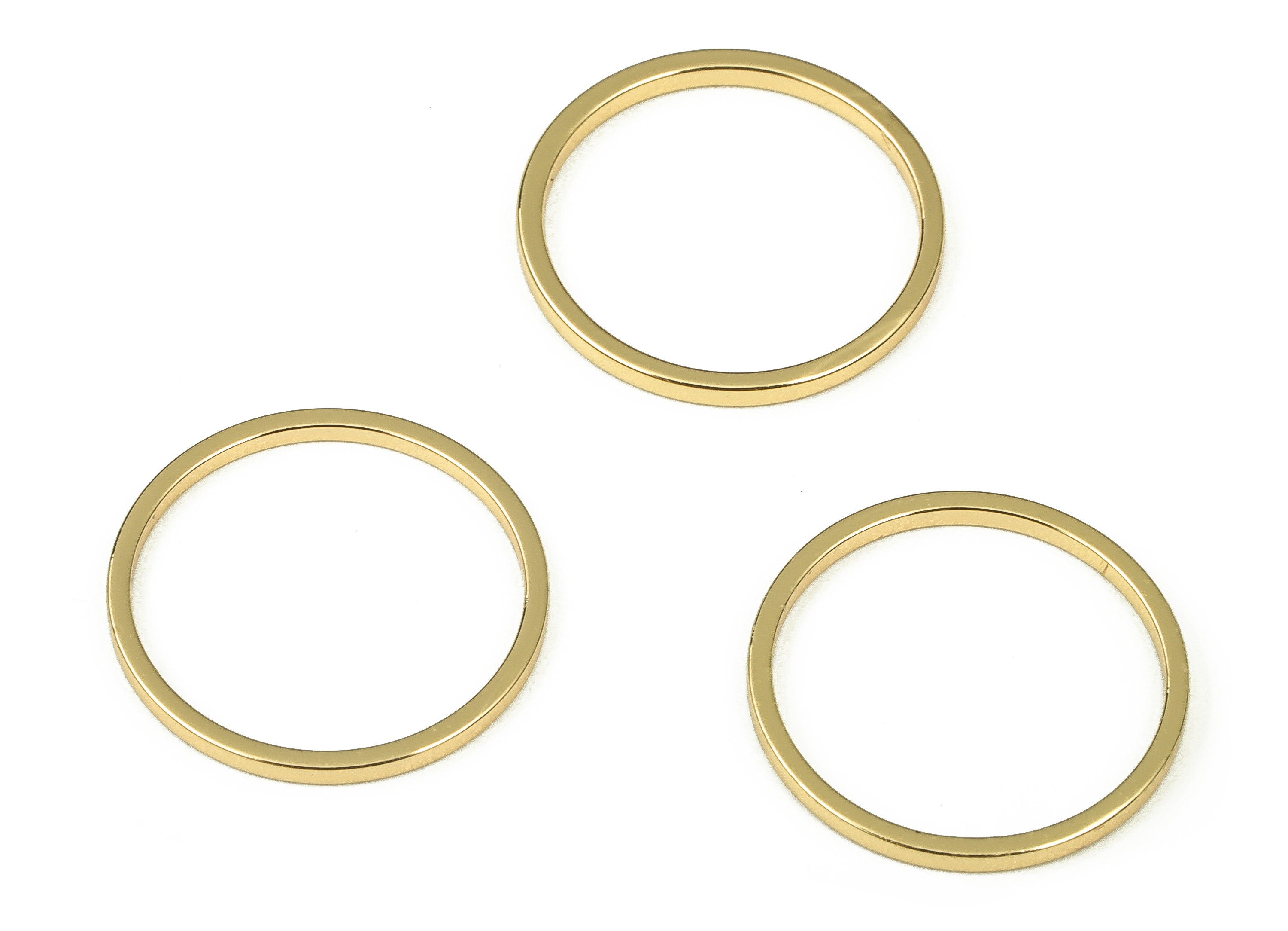 Brass Round Connector - Gold Round Links - Brass Circle Connector - 18K Real Gold Plated Brass - Jewelry Supplies - 16x1x1mm - RGP3310-16 - DOMEDBAZAAR