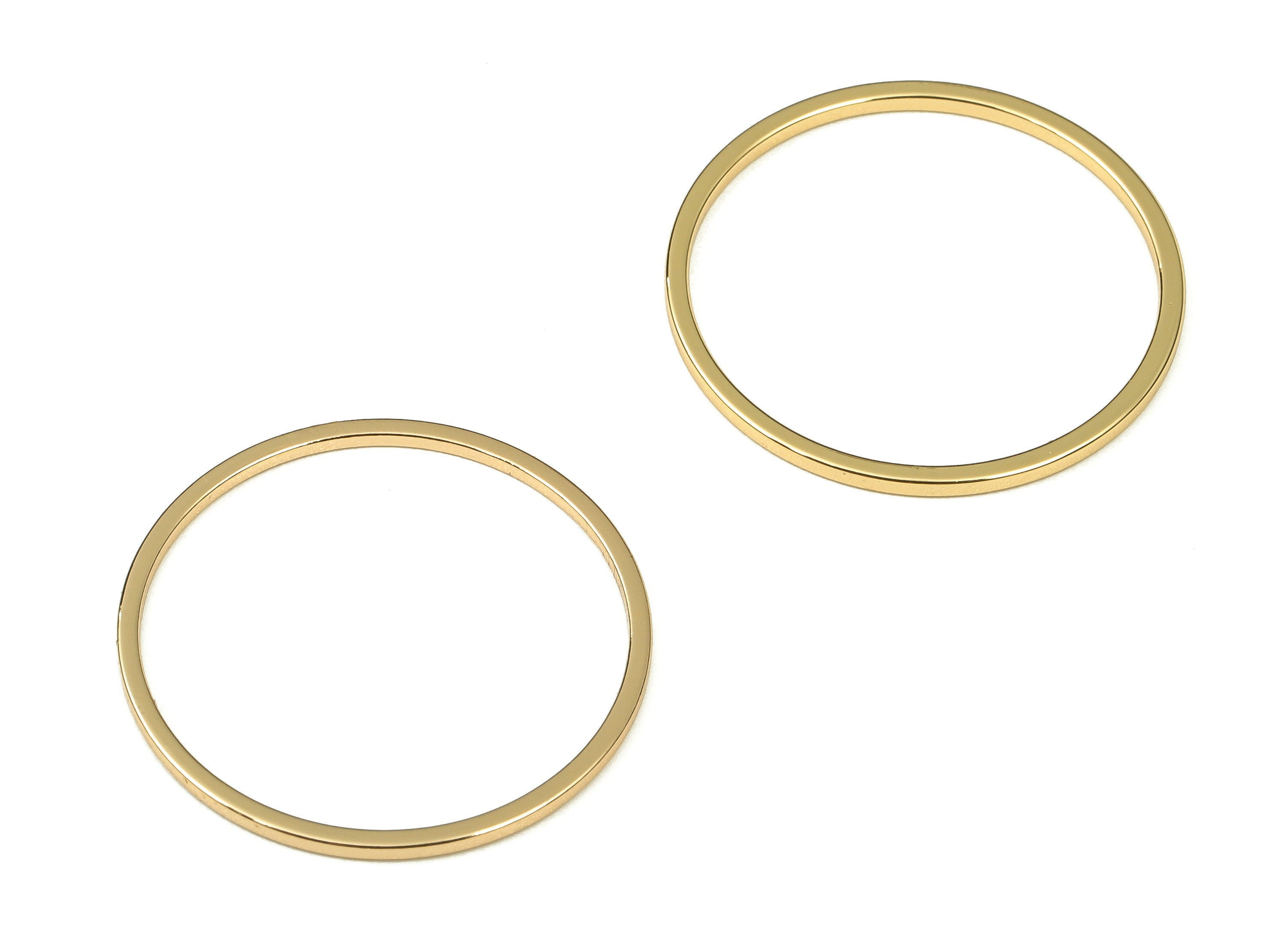 Brass Round Connector – Gold Round Links – Brass Circle Connector - 18K Real Gold Plated Brass – DIY Brass Finding - 21×1×1mm - RGP3310-21 - DOMEDBAZAAR