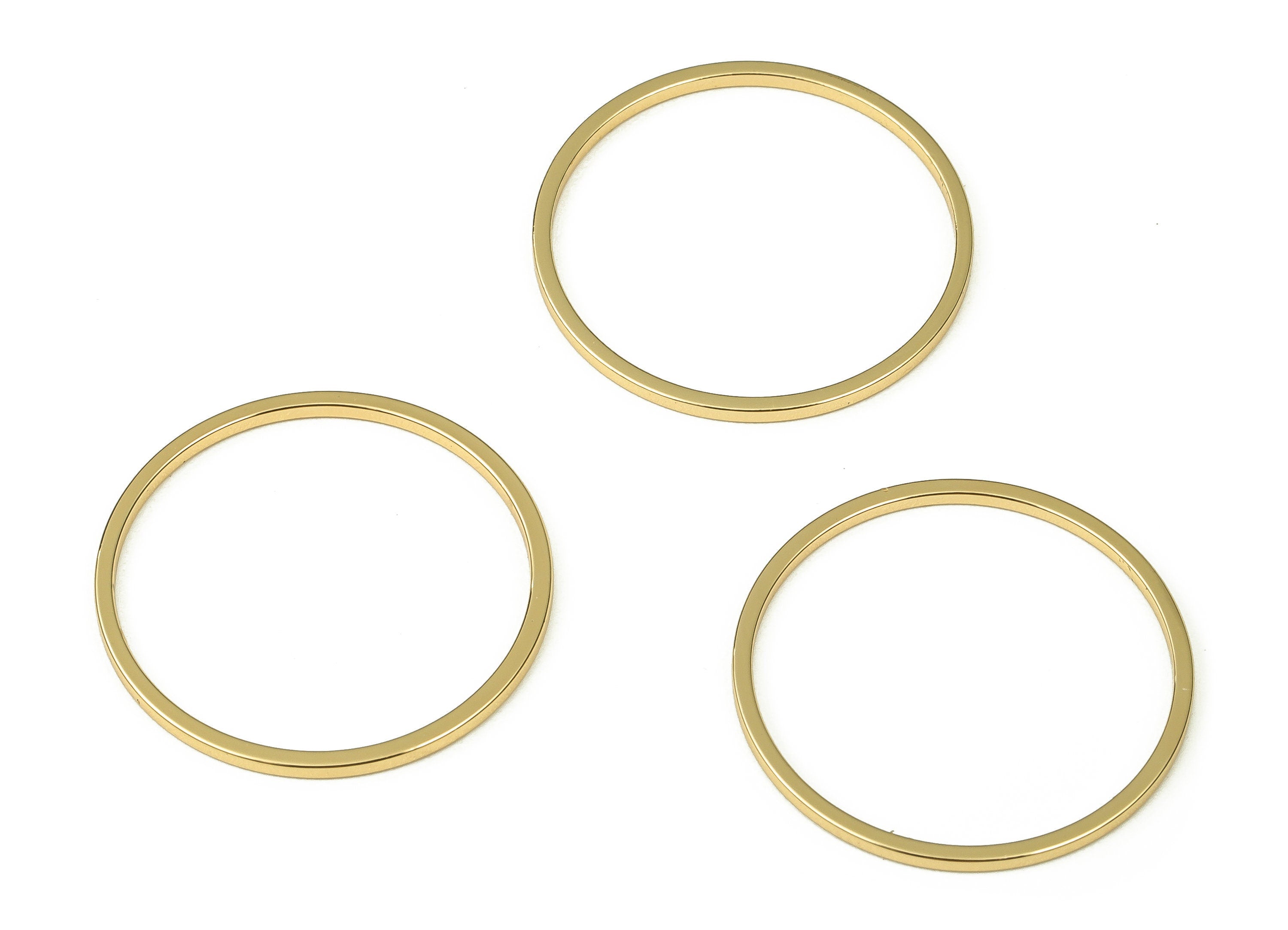 Brass Round Connector - Gold Round Links - Brass Circle Connector - 18K Real Gold Plated Brass - Jewelry Supplies - 22x1x1mm - RGP3310-22 - DOMEDBAZAAR