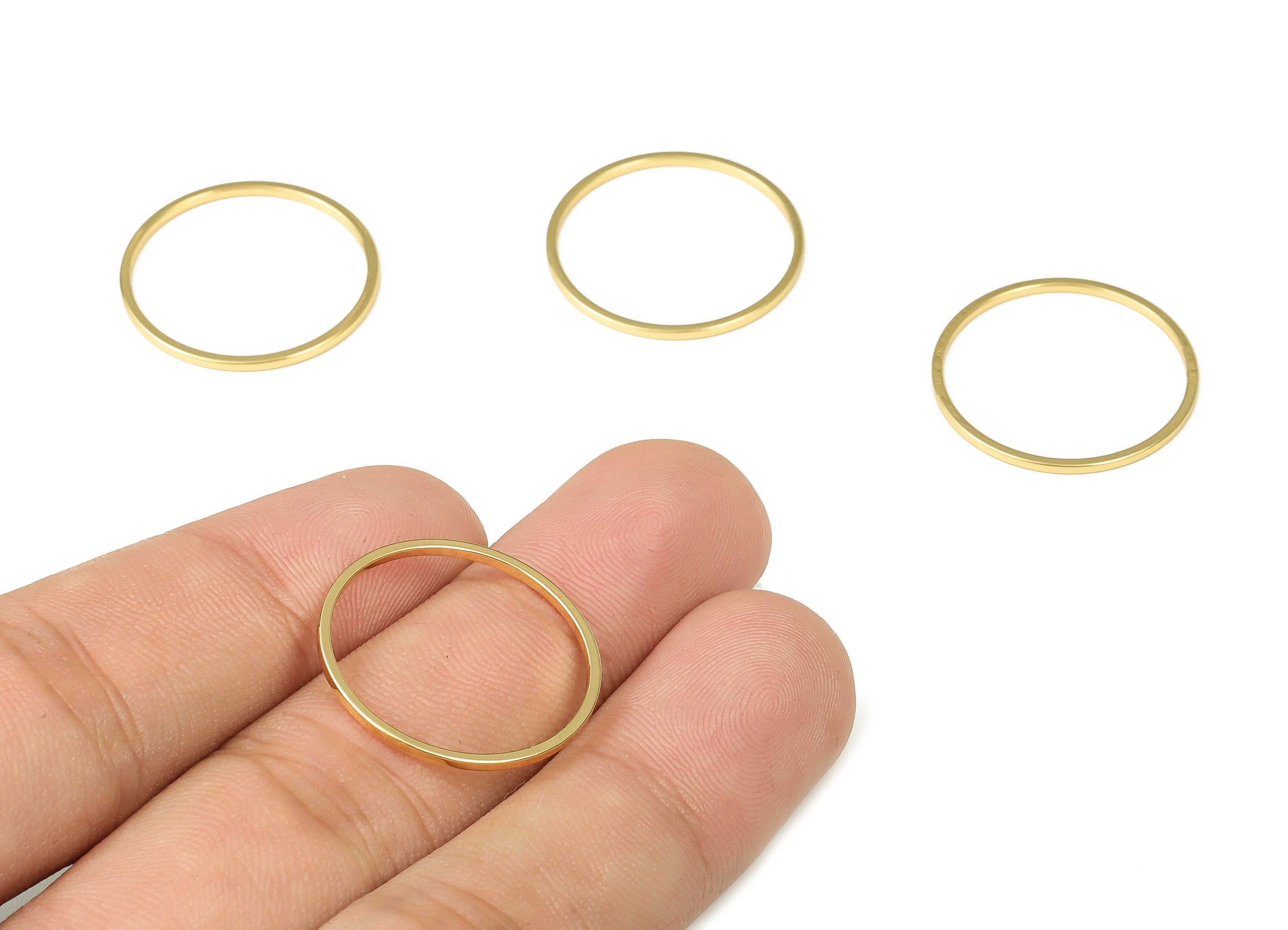 Brass Round Connector - Gold Round Links - Brass Circle Connector - 18K Real Gold Plated Brass - Jewelry Supplies - 22x1x1mm - RGP3310-22 - DOMEDBAZAAR