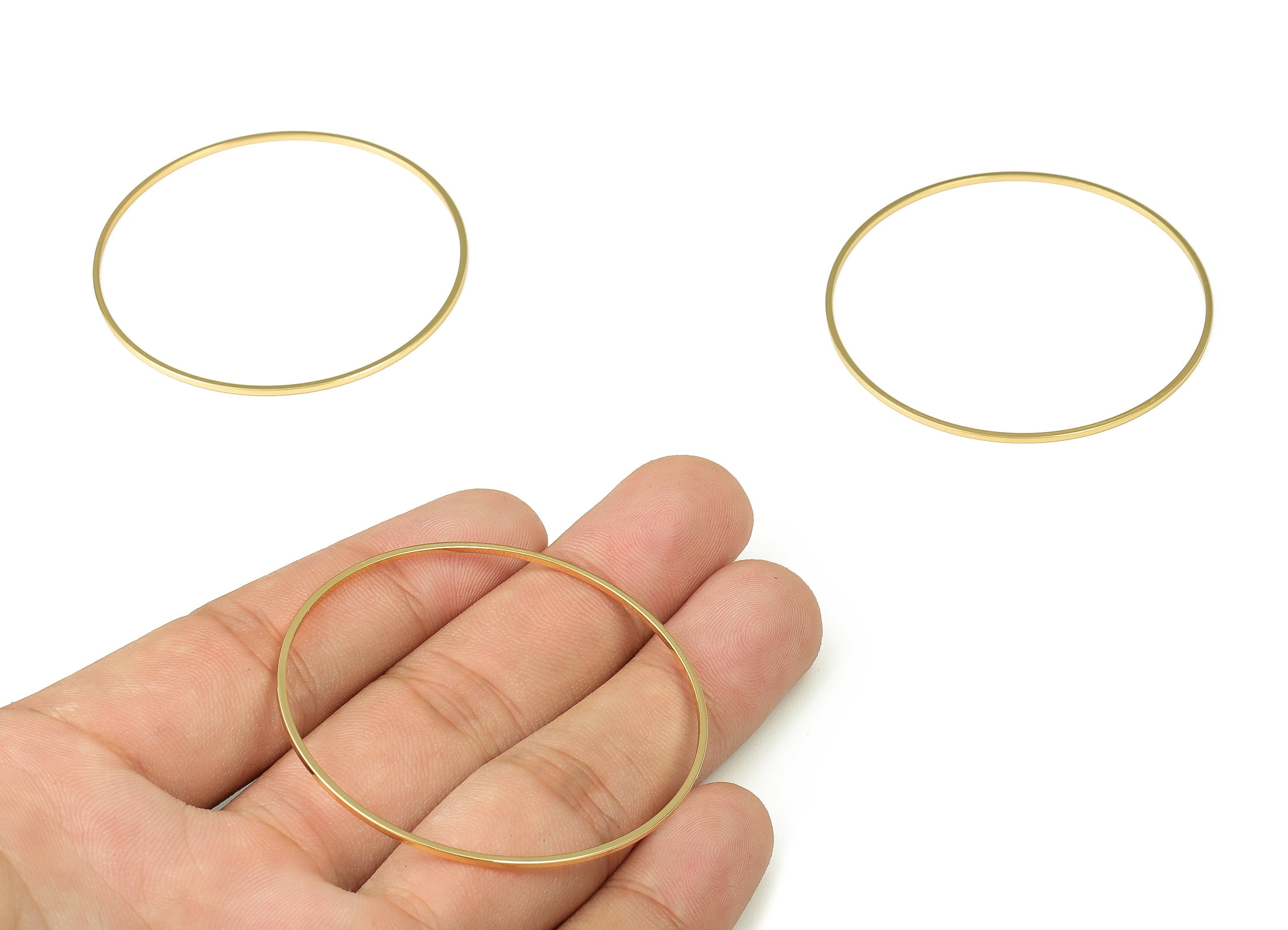 Brass Round Connector - Gold Round Links - Brass Circle Connector - 18K Real Gold Plated Brass - Jewelry Supplies - 50x1x1mm - RGP3310-50 - DOMEDBAZAAR