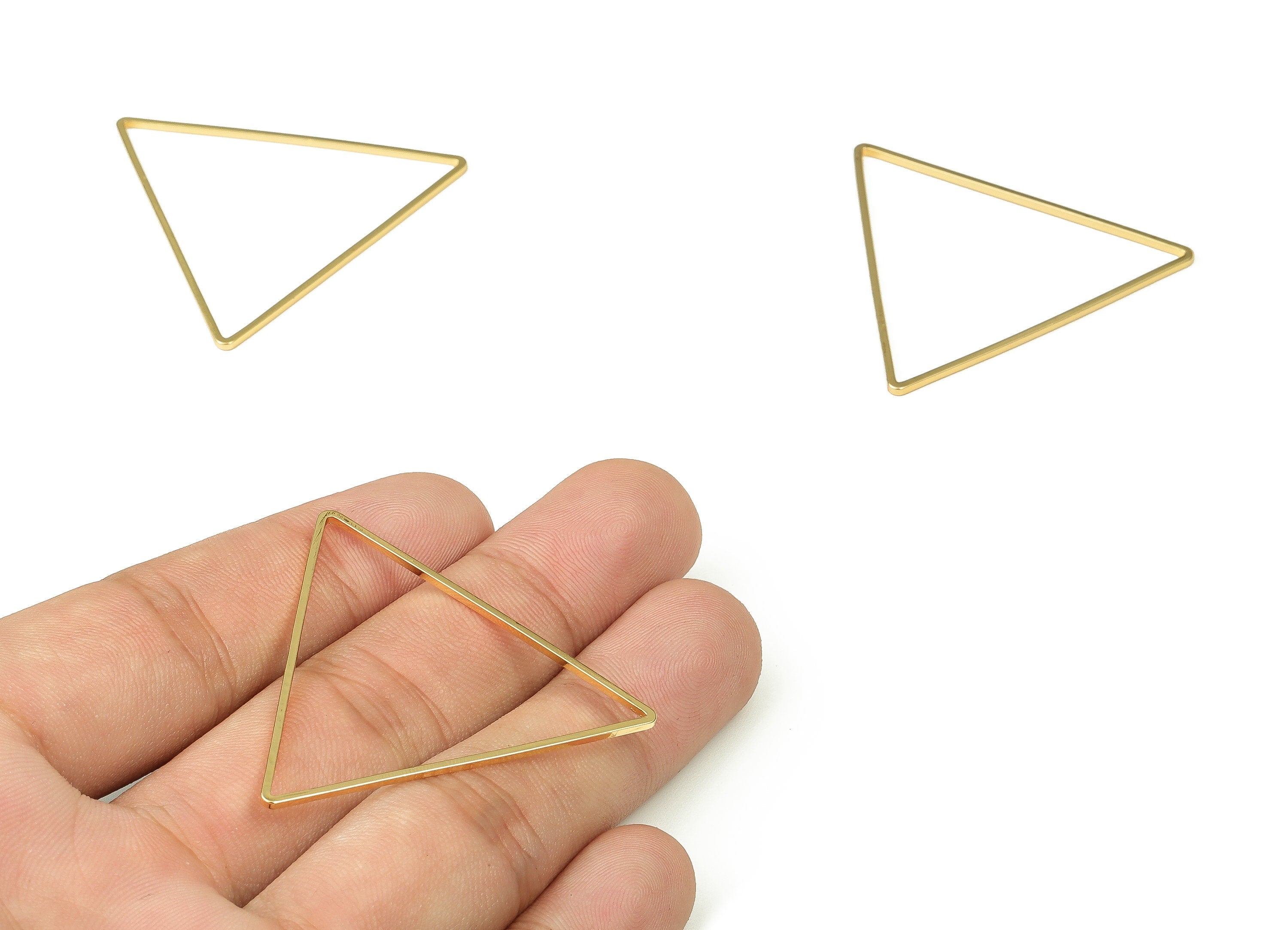 Brass Triangle Connector – Triangular Pendant – Triangle Earring Connector - 18K Gold Plated Brass – Jewelry Supply - 45×1×1mm - RGP3316-45 - DOMEDBAZAAR