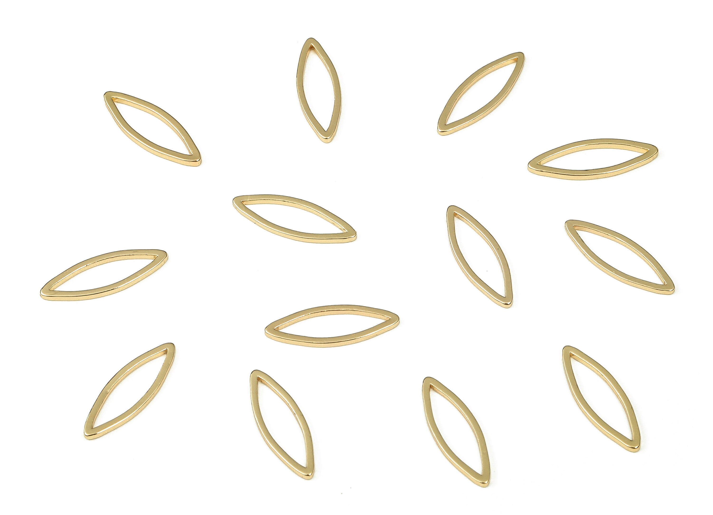 Brass Marquise Pendant – Marquise Earring Charm - Gold Tone Marquise Connectors - 18K Real Gold Plated Brass – 15x5x1mm - RGP3317-15 - DOMEDBAZAAR