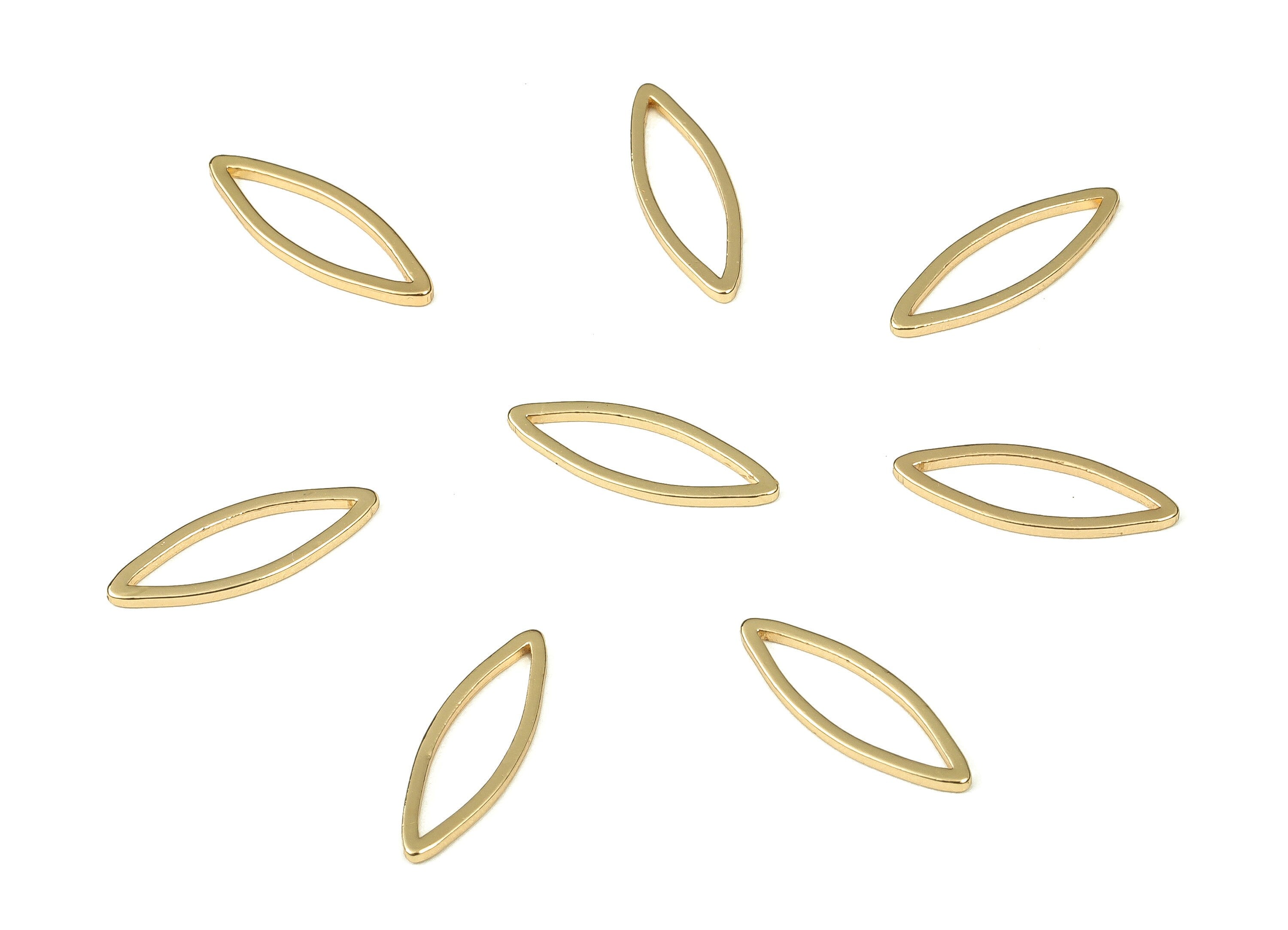 Brass Marquise Pendant – Marquise Earring Charm - Gold Tone Marquise Connectors - 18K Real Gold Plated Brass – 15x5x1mm - RGP3317-15 - DOMEDBAZAAR