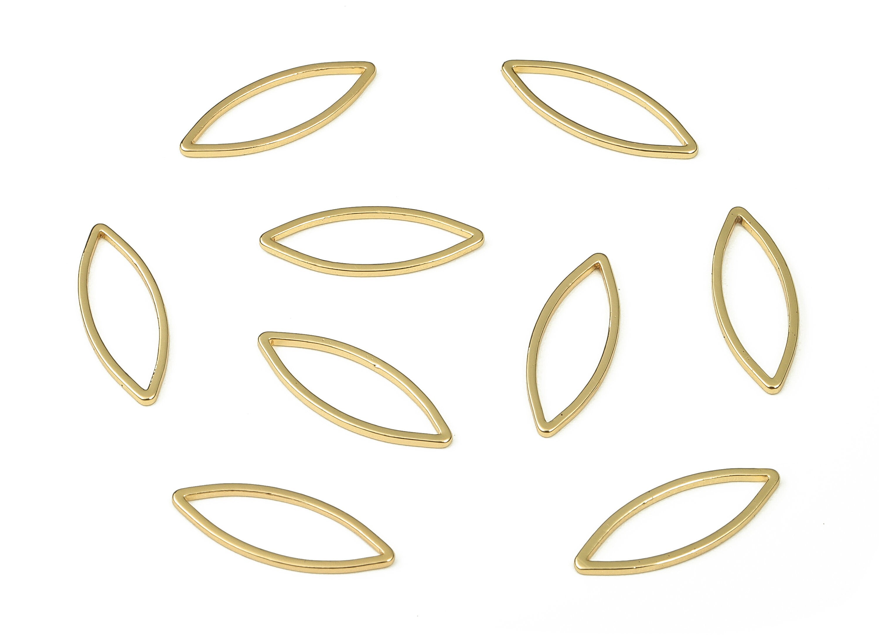 Brass Marquise Pendant - Marquise Earring Charms – Marquise Connector - 18K Real Gold Plated Brass – Jewelry Supplies - 19x7x1mm -RGP3317-19 - DOMEDBAZAAR