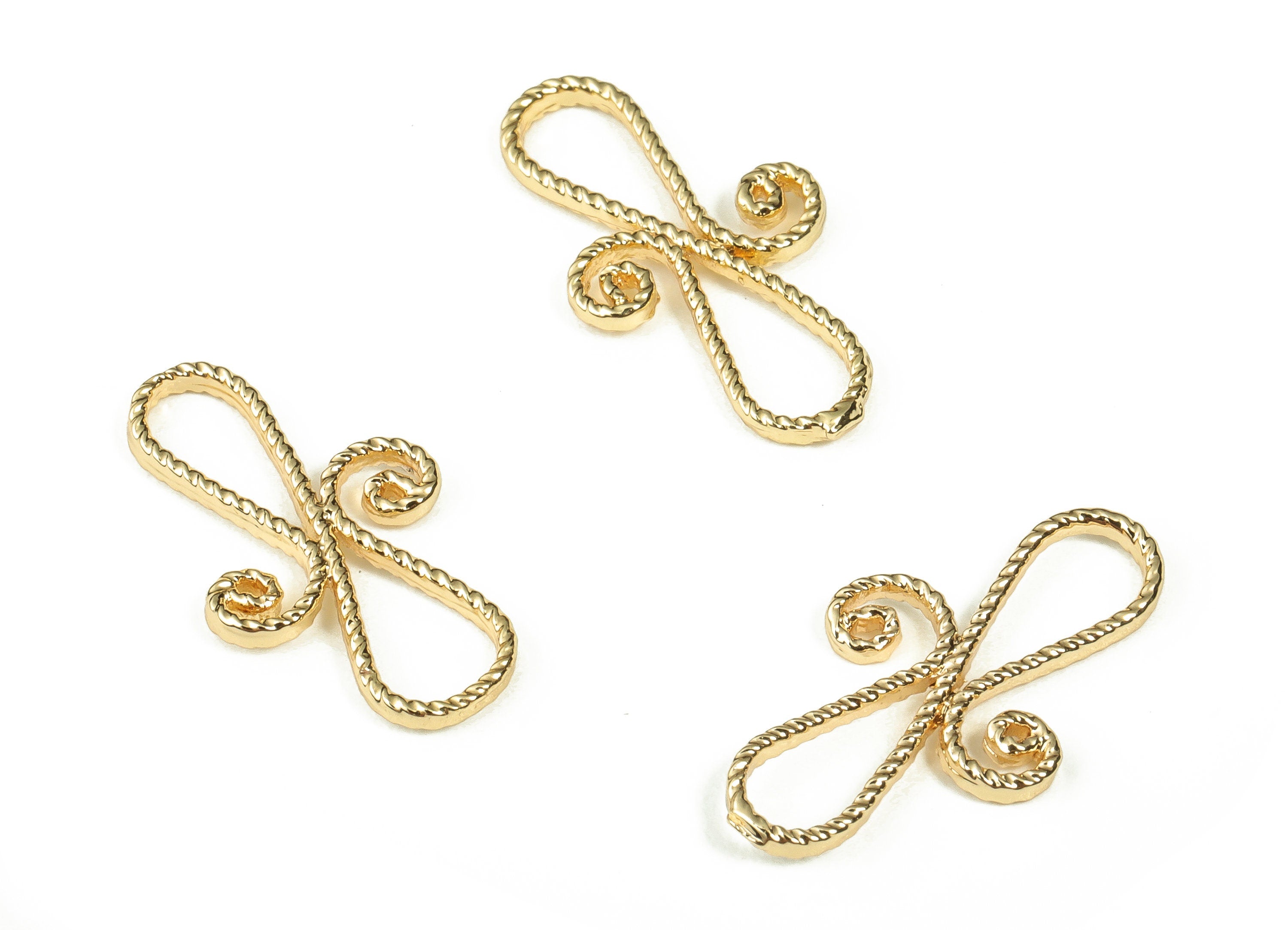 Brass Twisted Charm Connector - Raw Brass Connectors - 18k Real Gold Plated Brass Charm - Jewelry Making Supplies -18.12x9.91x1.22mm-RGP3350 - DOMEDBAZAAR