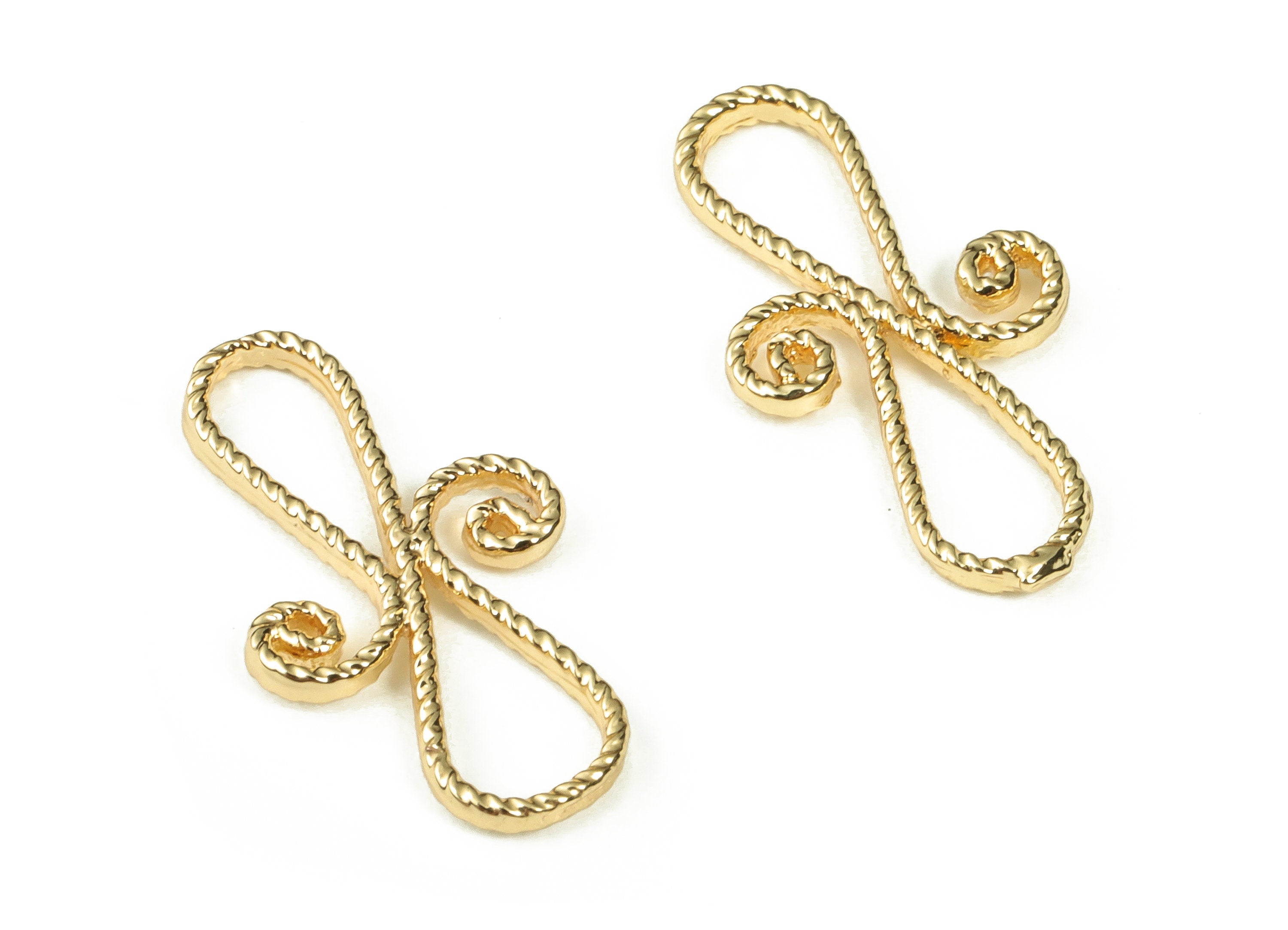 Brass Twisted Charm Connector - Raw Brass Connectors - 18k Real Gold Plated Brass Charm - Jewelry Making Supplies -18.12x9.91x1.22mm-RGP3350 - DOMEDBAZAAR