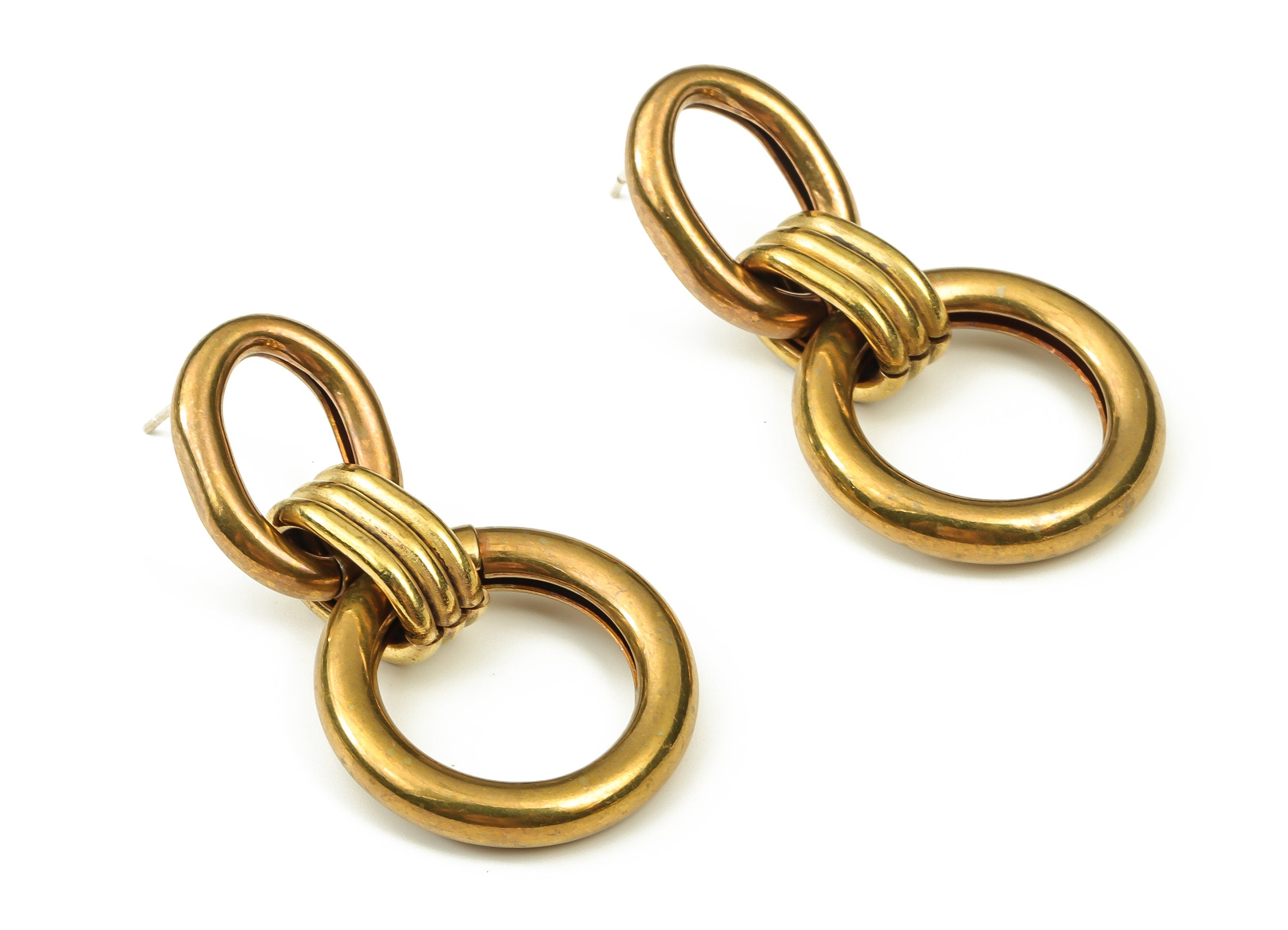 Raw Brass 8 Shape Stud Earring – Double Ring Earring Stud – Stainless Steel Earring Post - Earring Finding - 41.56x22.66x9mm - PP4527 - DOMEDBAZAAR