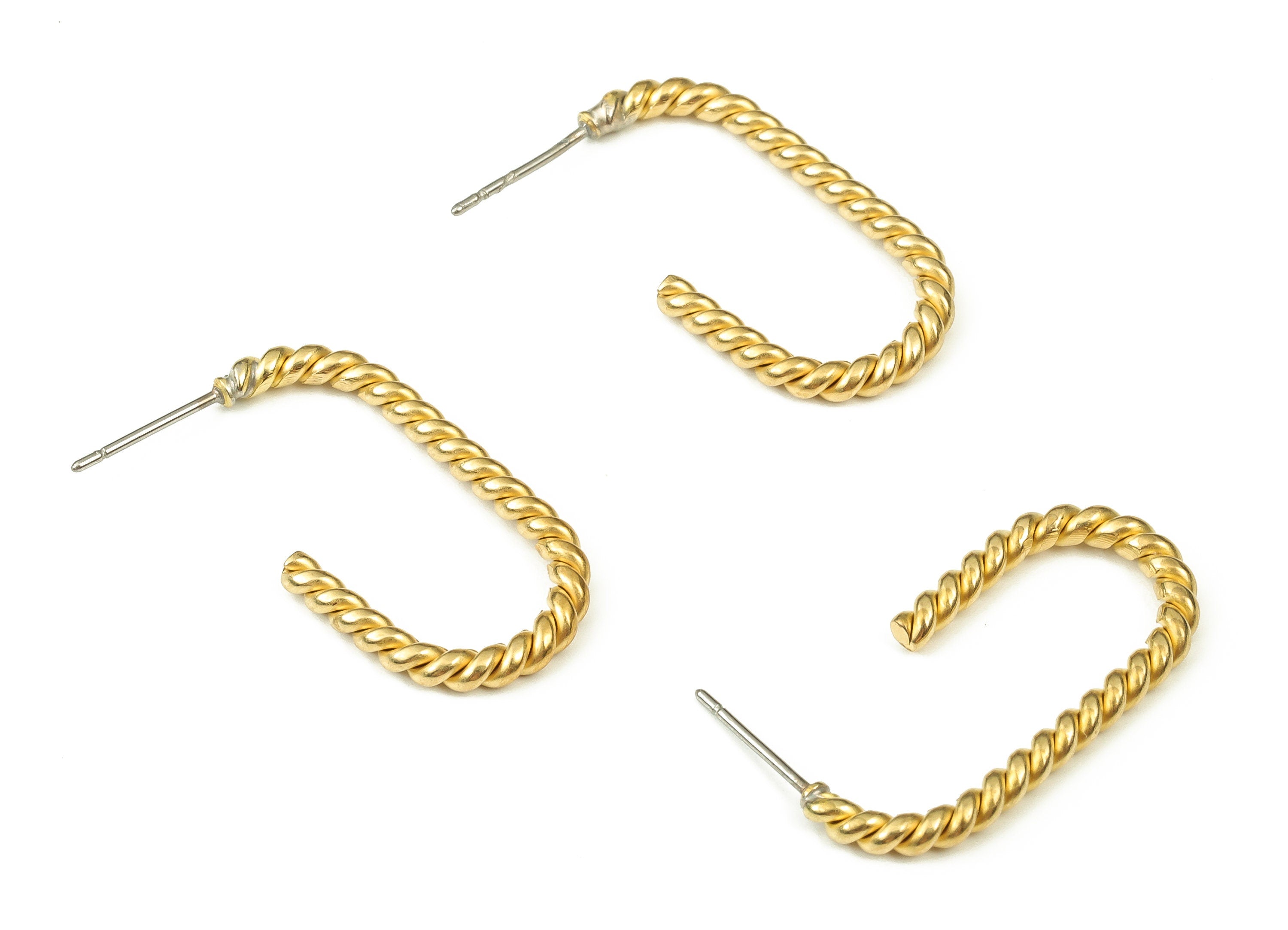 Raw Brass Surgical Stainless Steel Stud – Brass U Earring Stud - Texture Earring Post - Jewelry Making Supplies – 29.25x14.88x2.5mm - PP4518 - DOMEDBAZAAR