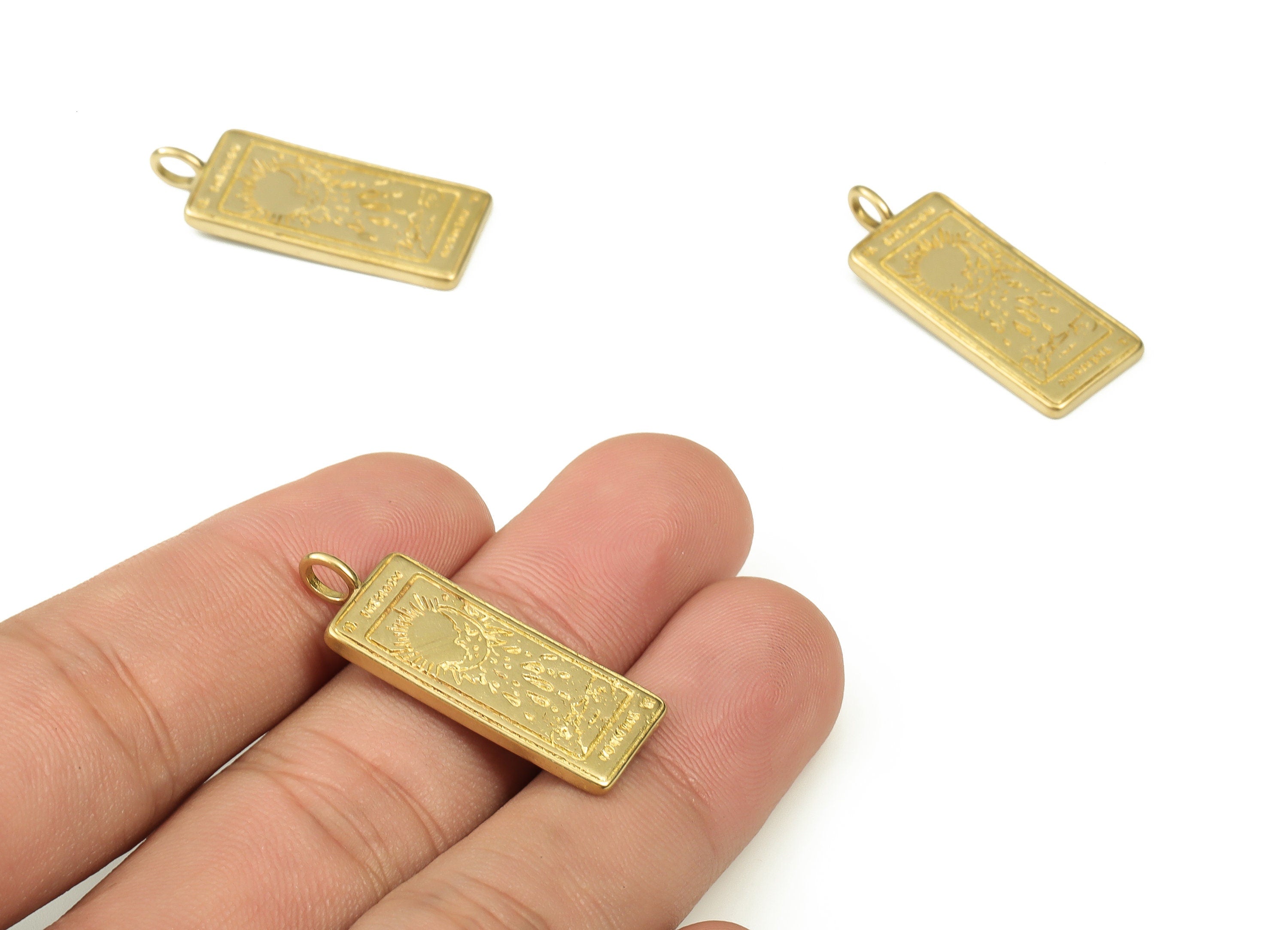Brass Rectangle Earring Charm – Raw Brass Rectangle Pendant – Earring Findings – Jewelry Making Supplies - 31.11x12.04x1.9mm - PP4537 - DOMEDBAZAAR