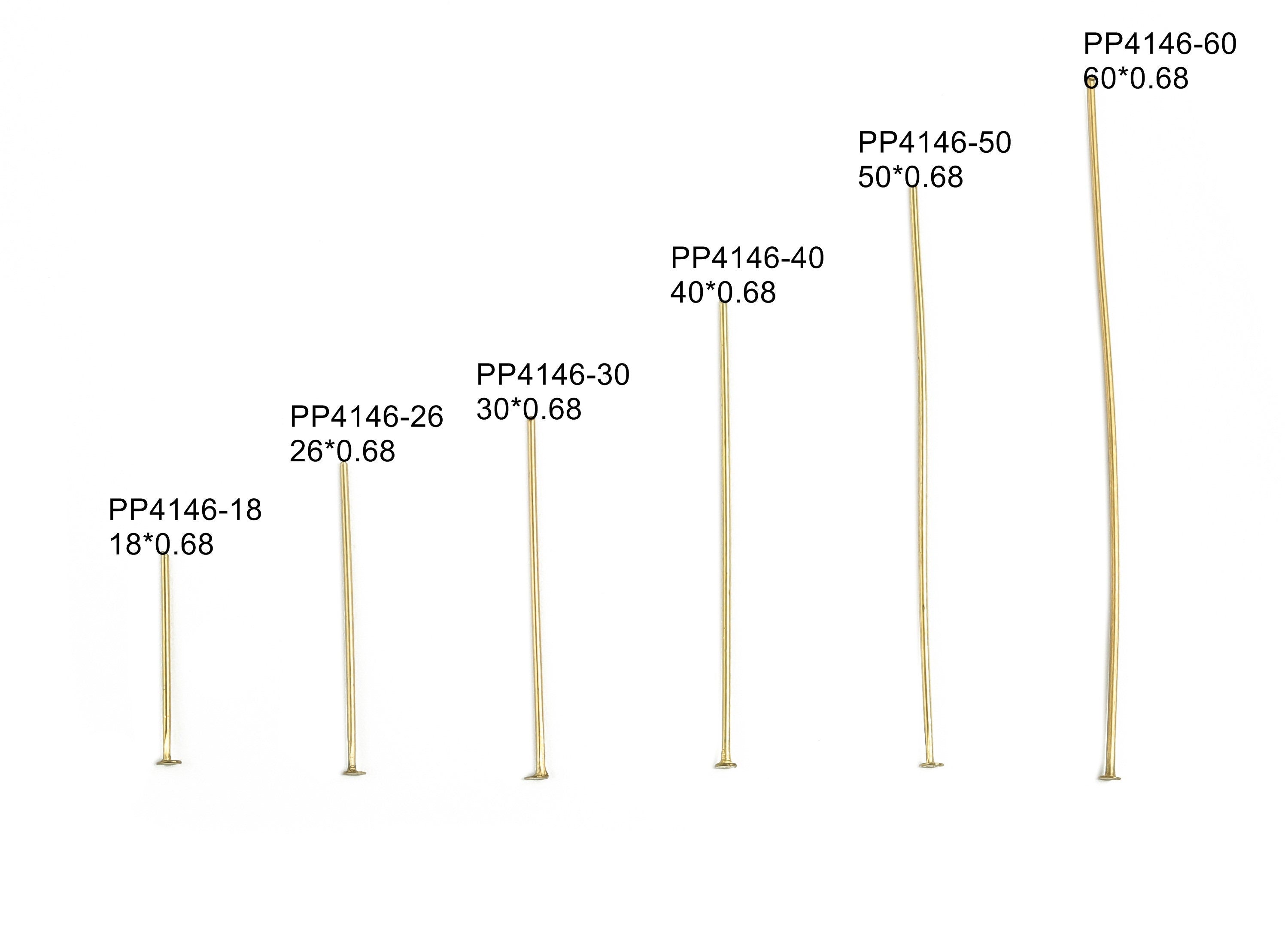 Brass Head Pin Findings - Brass T Pins for DIY Necklaces and Bracelets - Earrings Jewelry Making - Jewelry Supplies -60x0.68mm - PP4146-60 - DOMEDBAZAAR