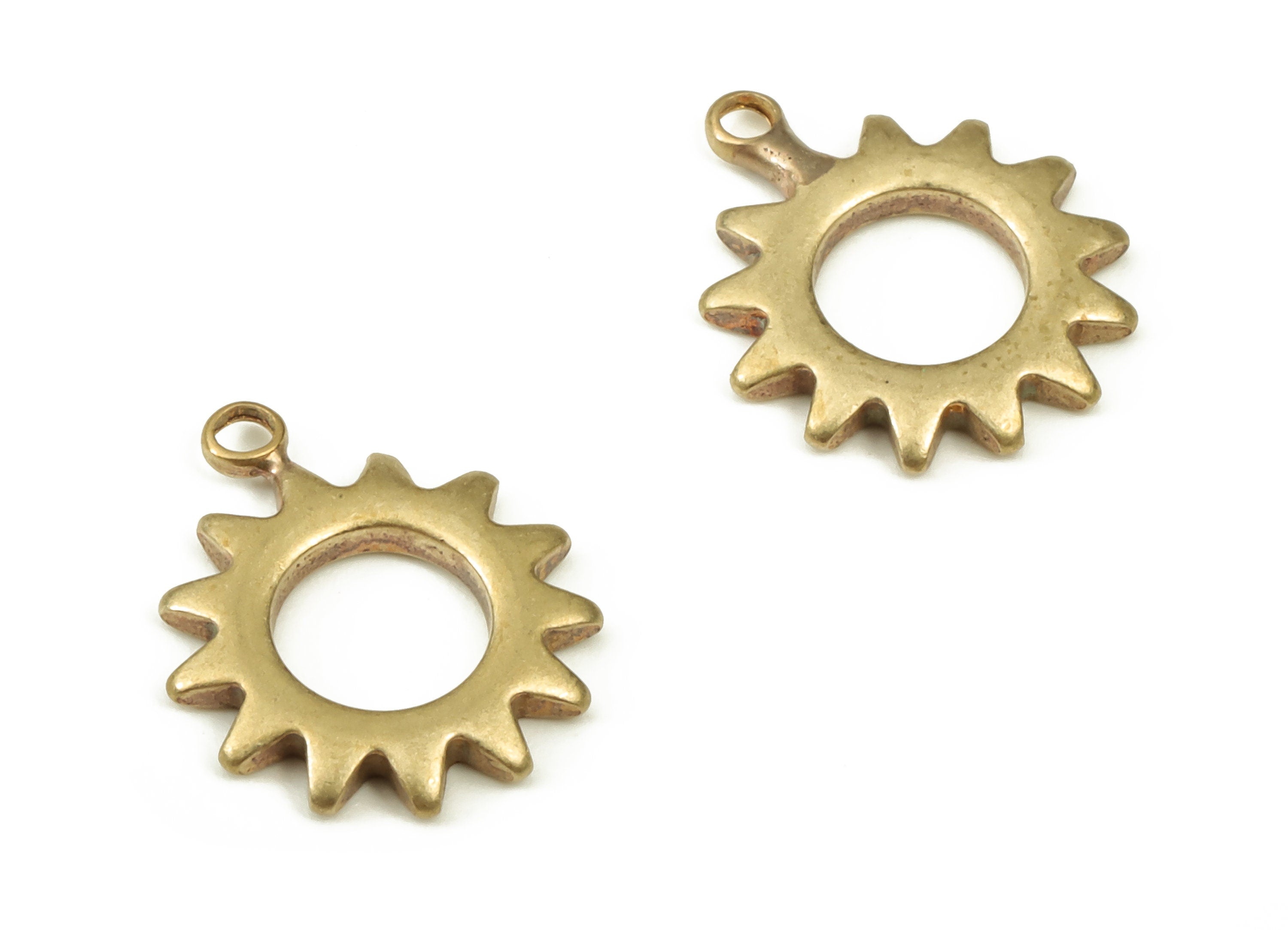 Brass Sun Earring Charms - Raw Brass Sun Pendant - Earring Findings - DIY Jewelry Making Supplies - 11.7x10x1.3mm - PP4412 - DOMEDBAZAAR