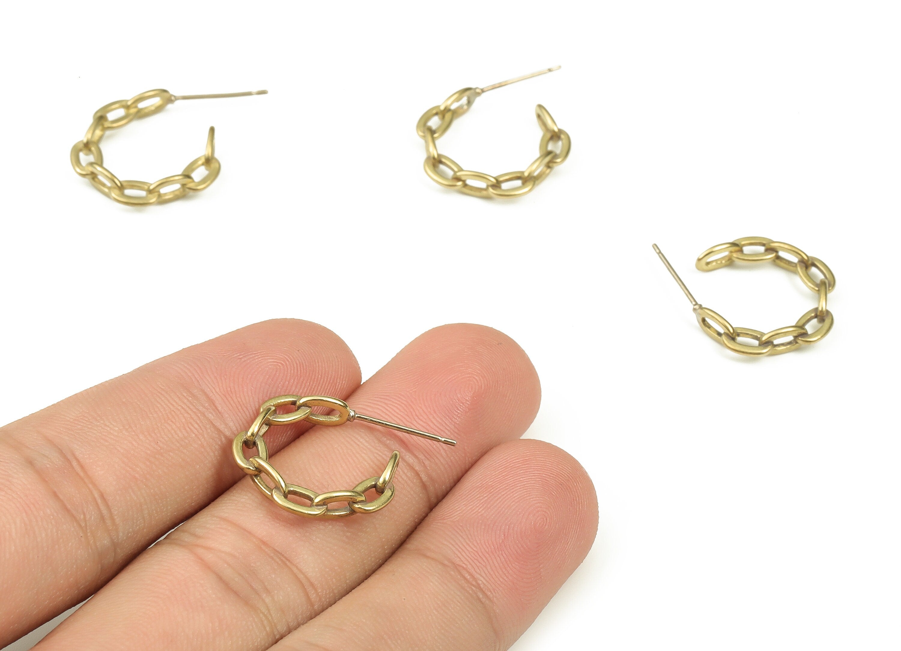 Brass C Earring Stud - Raw Brass Oval Earring Post - Brass Stud - Earring Post - Jewelry Making Supplies - 17.5x19.8x0.94mm - PP4422 - DOMEDBAZAAR