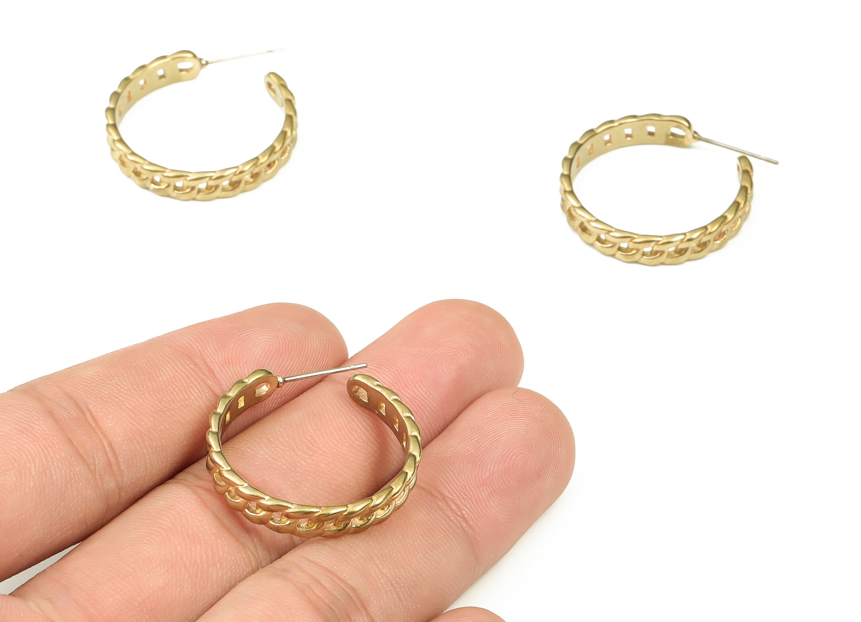 Brass C Earring Stud - Raw Brass C Earring Post - Brass Stud - Earring Post - Jewelry Making Supplies - 25.5x27.2x1.58mm - PP4425 - DOMEDBAZAAR