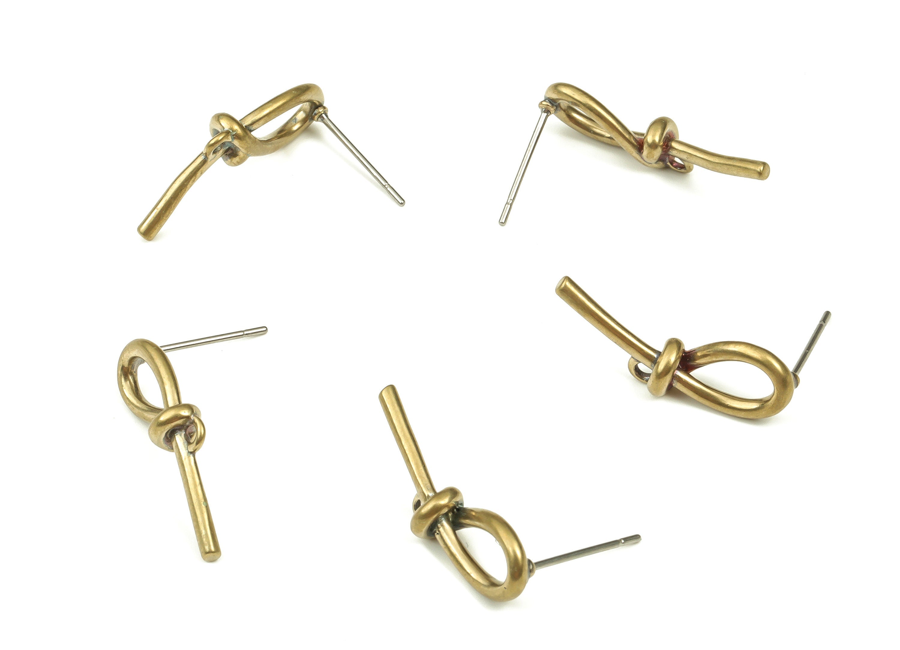 Brass Knot Earring Stud - Raw Brass Knot Earring Post - Brass Stud - Earring Post - Jewelry Making Supplies - 22.45x7.1x1.66mm - PP4430 - DOMEDBAZAAR
