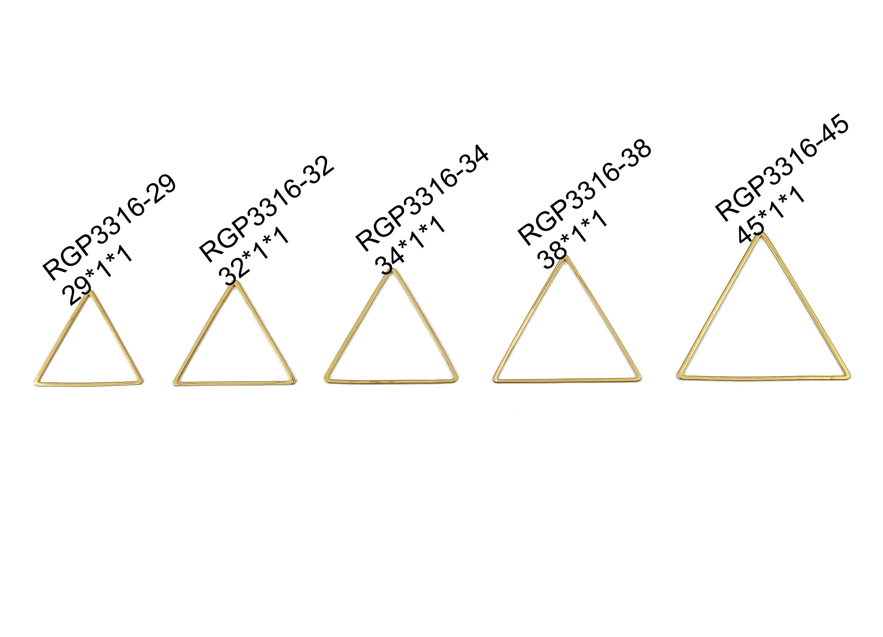 Brass Triangle Earring Charms - Gold Triangle Shaped Pendant - 18K Real Gold Plated Brass - Jewelry Making Supplies - 29x1x1mm - RGP3316-29 - DOMEDBAZAAR