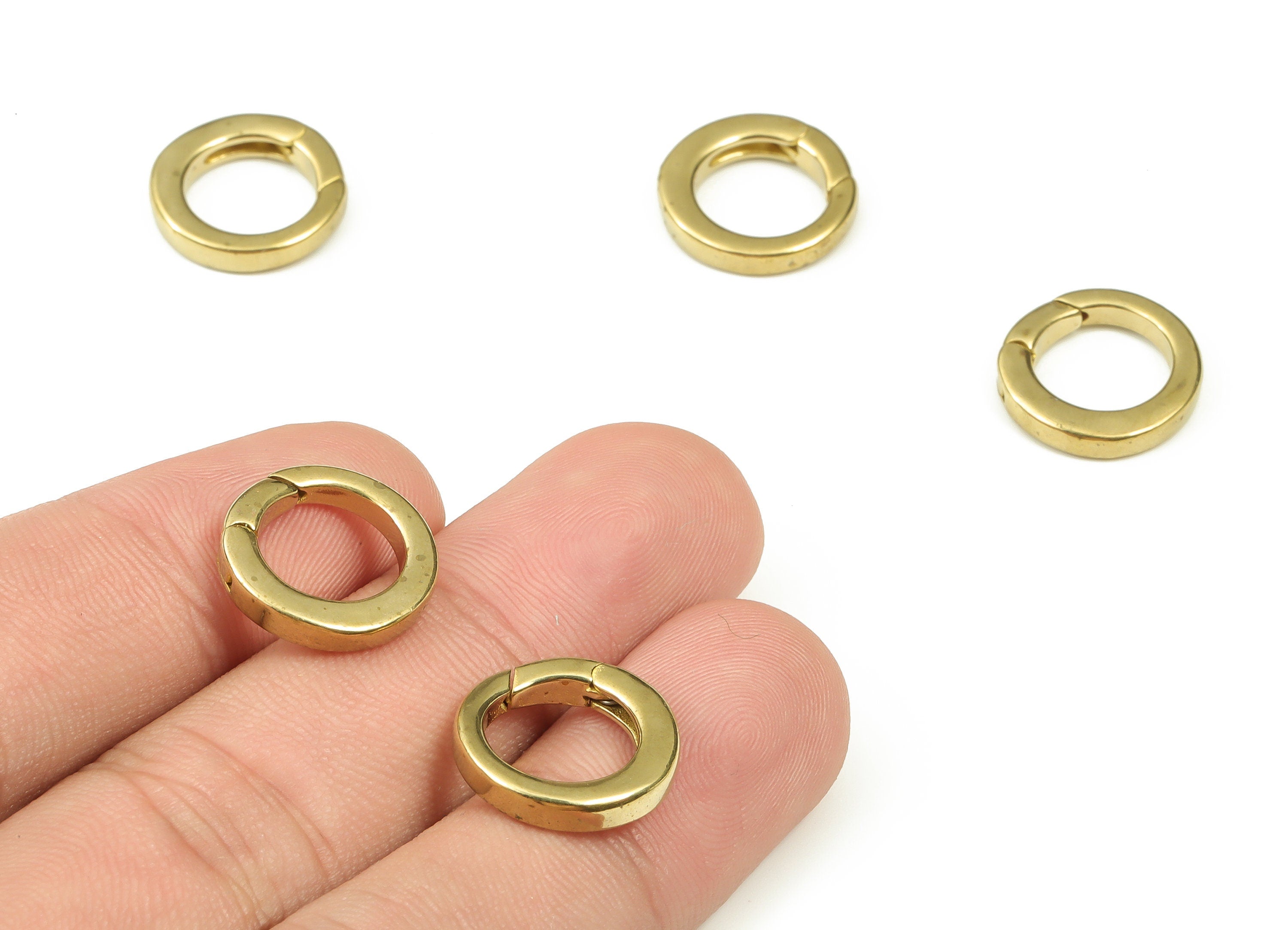 Brass Round Clap Earring Connector - Raw Brass Circle Earring Charms - Brass Clips Parrot - Jewelry Supplies - 15x15x3mm - PP4436 - DOMEDBAZAAR