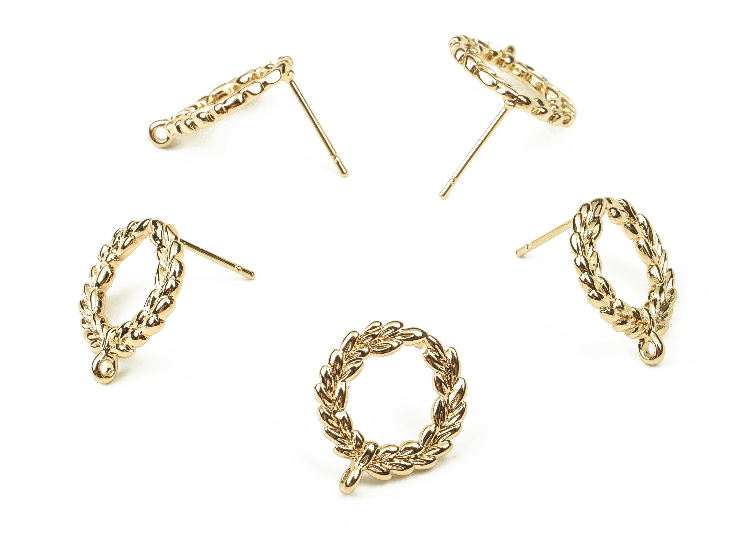 Brass Round Earring Post - Gold Symbol Earring Stud - 18K Real Gold Plated Brass - Stainless Steel Stud - 16.61x14.6x1.63mm - RGP3833 - DOMEDBAZAAR