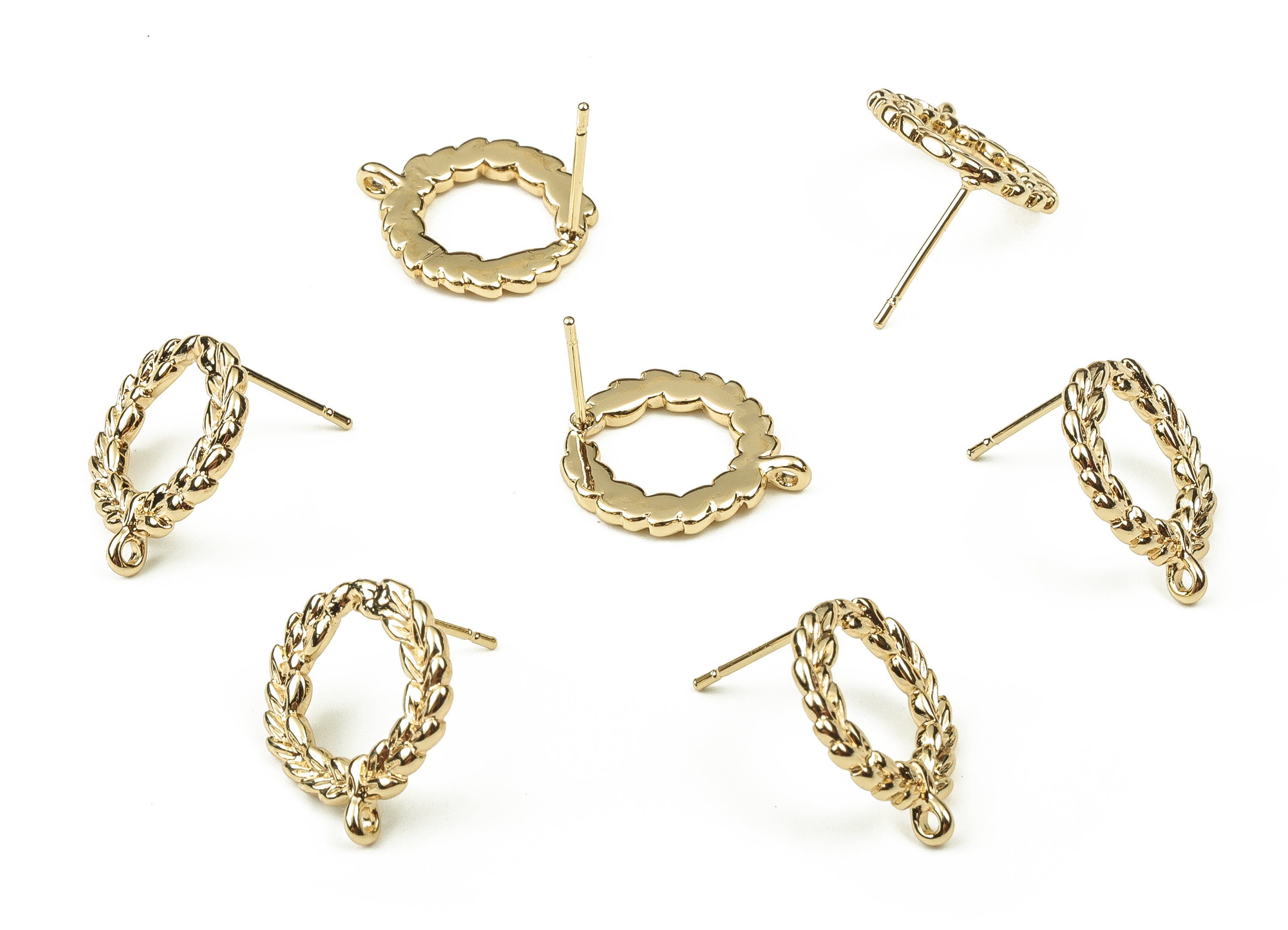 Brass Round Earring Post - Gold Symbol Earring Stud - 18K Real Gold Plated Brass - Stainless Steel Stud - 16.61x14.6x1.63mm - RGP3833 - DOMEDBAZAAR