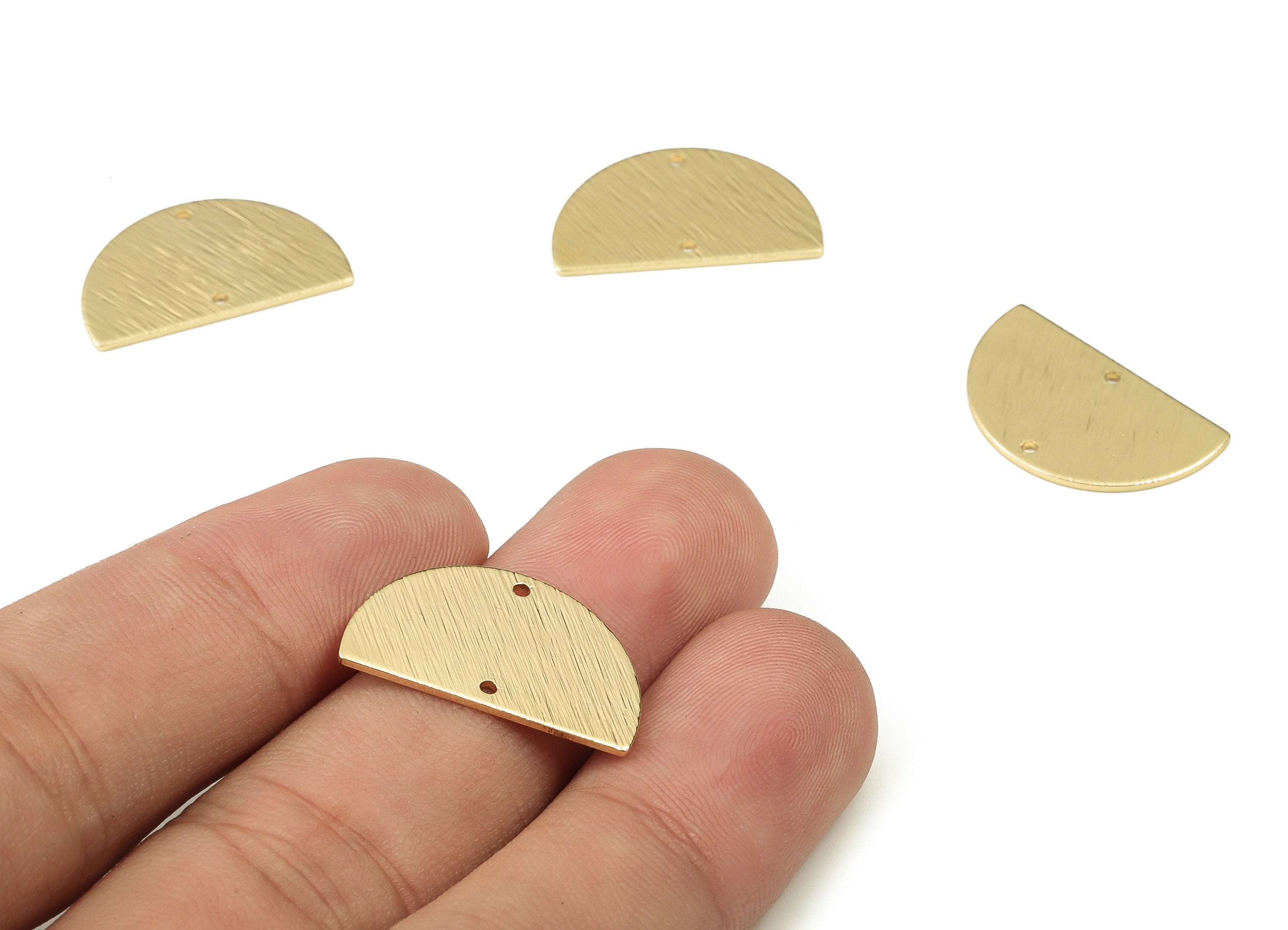 Brass Half Moon Connectors - Gold Textured Semicircle Charms - 18K Real Gold Plated Brass - Jewelry Supplies - 21.54x13.06x0.84mm - RGP3968 - DOMEDBAZAAR