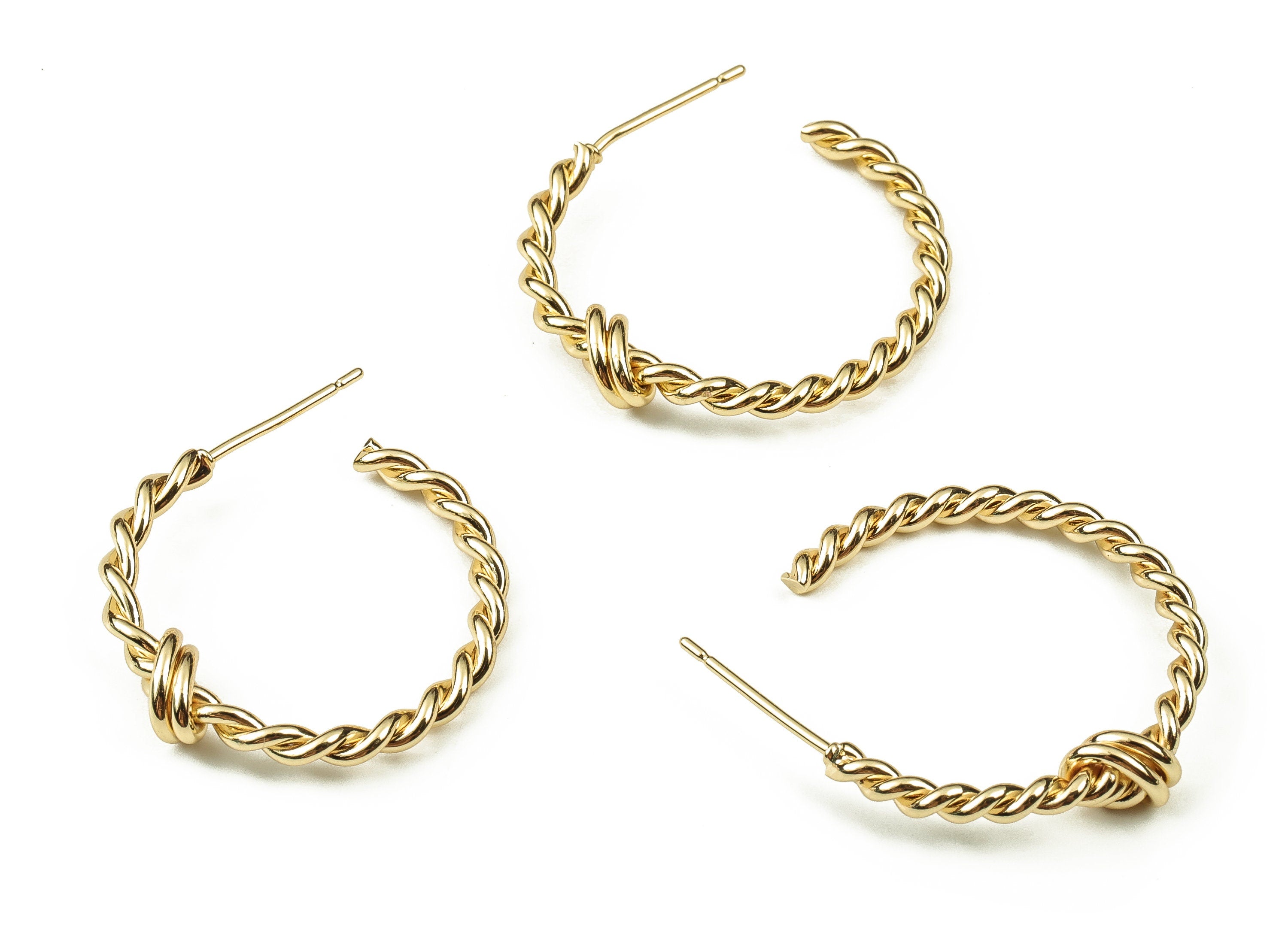 Brass C Earring Post - Gold Spiral Earring Stud - 18K Real Gold Plated Brass - Brass Stud - Jewelry Supplies - 26.12x24.1x5.37mm - RGP3795 - DOMEDBAZAAR