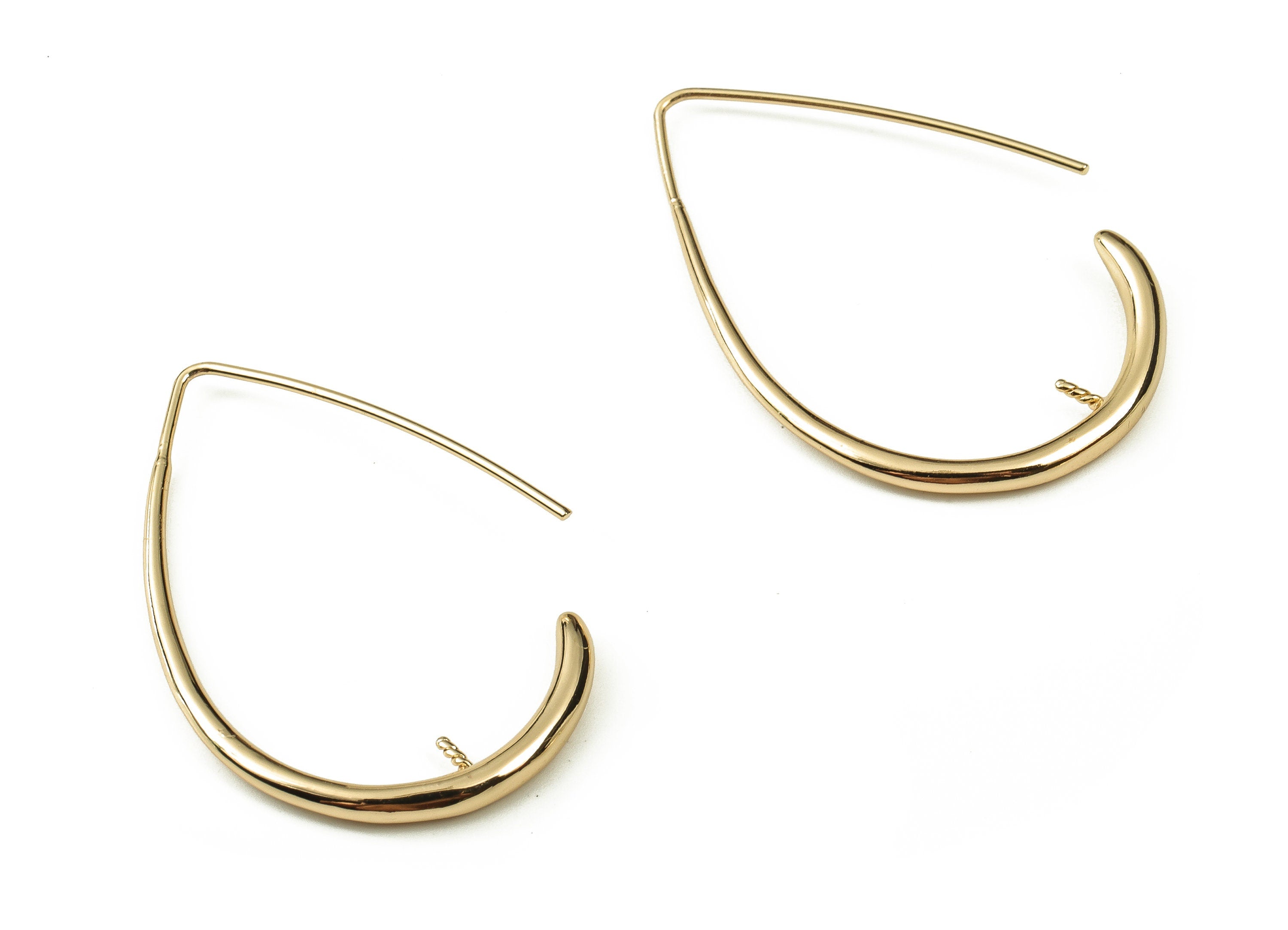 Gold Drop Earring Hooks - Brass Drop Earring Wire - 18K Real Gold Plated Brass - Jewelry Making Supplies - 39.36x25.23x2.21mm - RGP3816 - DOMEDBAZAAR