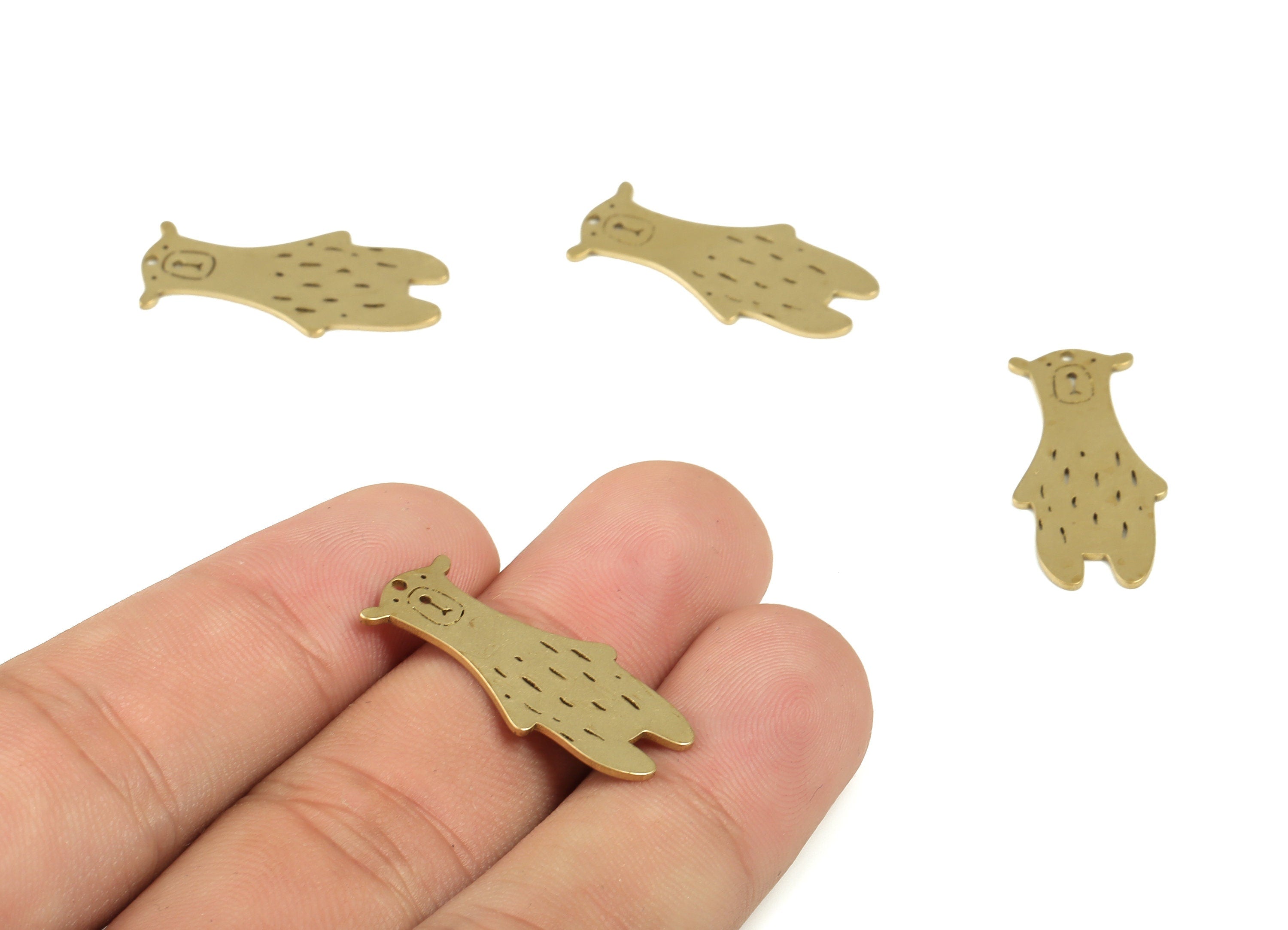Brass Bear Earring Charms - Raw Brass Bear Pendant Charm - Earrings Finding - Jewelry Making Supplies - 26.91x12.71x0.77mm - PP4193 - DOMEDBAZAAR