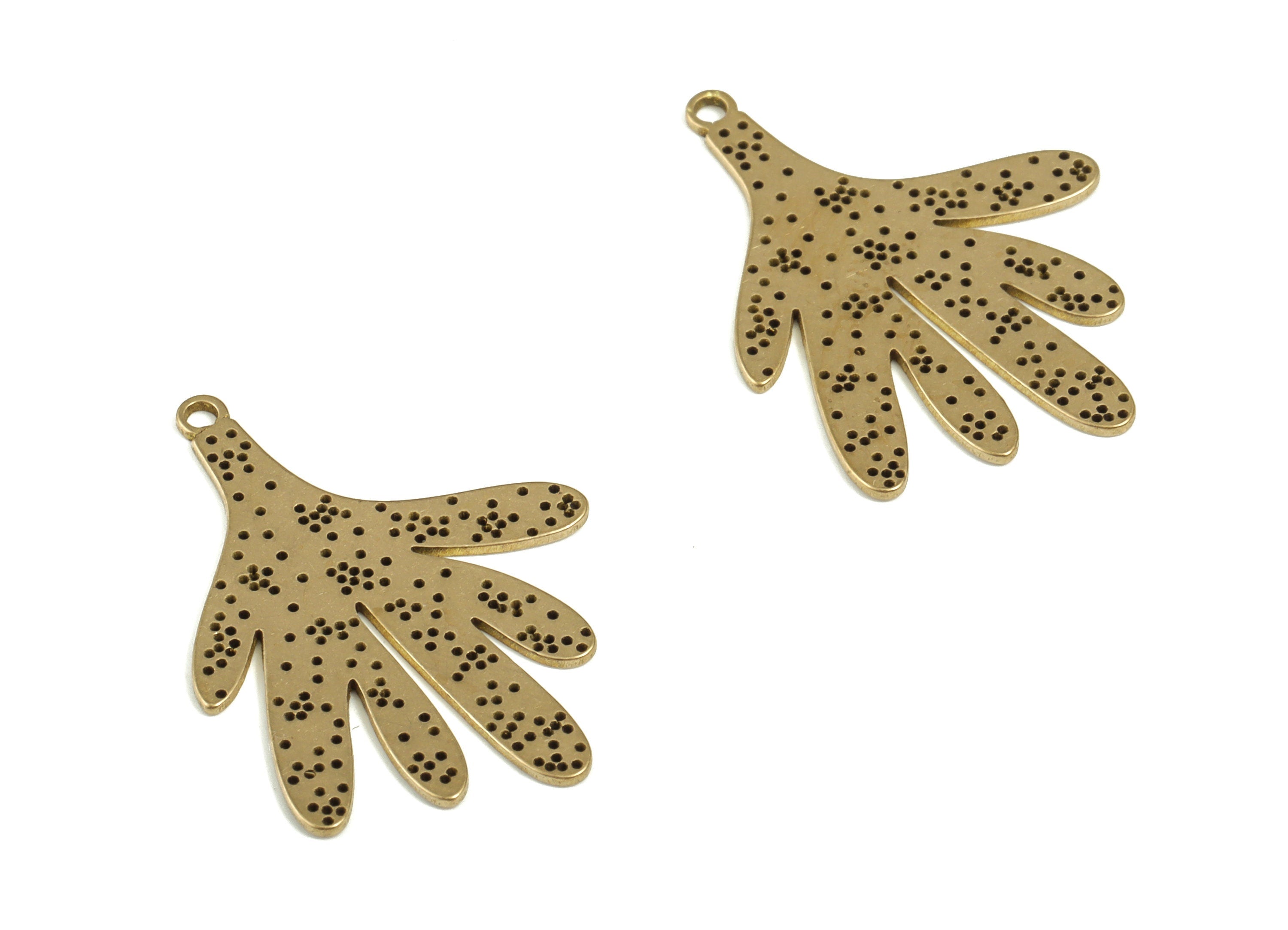 Brass Feather Earring Charms - Raw Brass Feather Pendant - Earrings Finding - Jewelry Making Supplies - 24.46x18.11x0.59mm - PP4195 - DOMEDBAZAAR