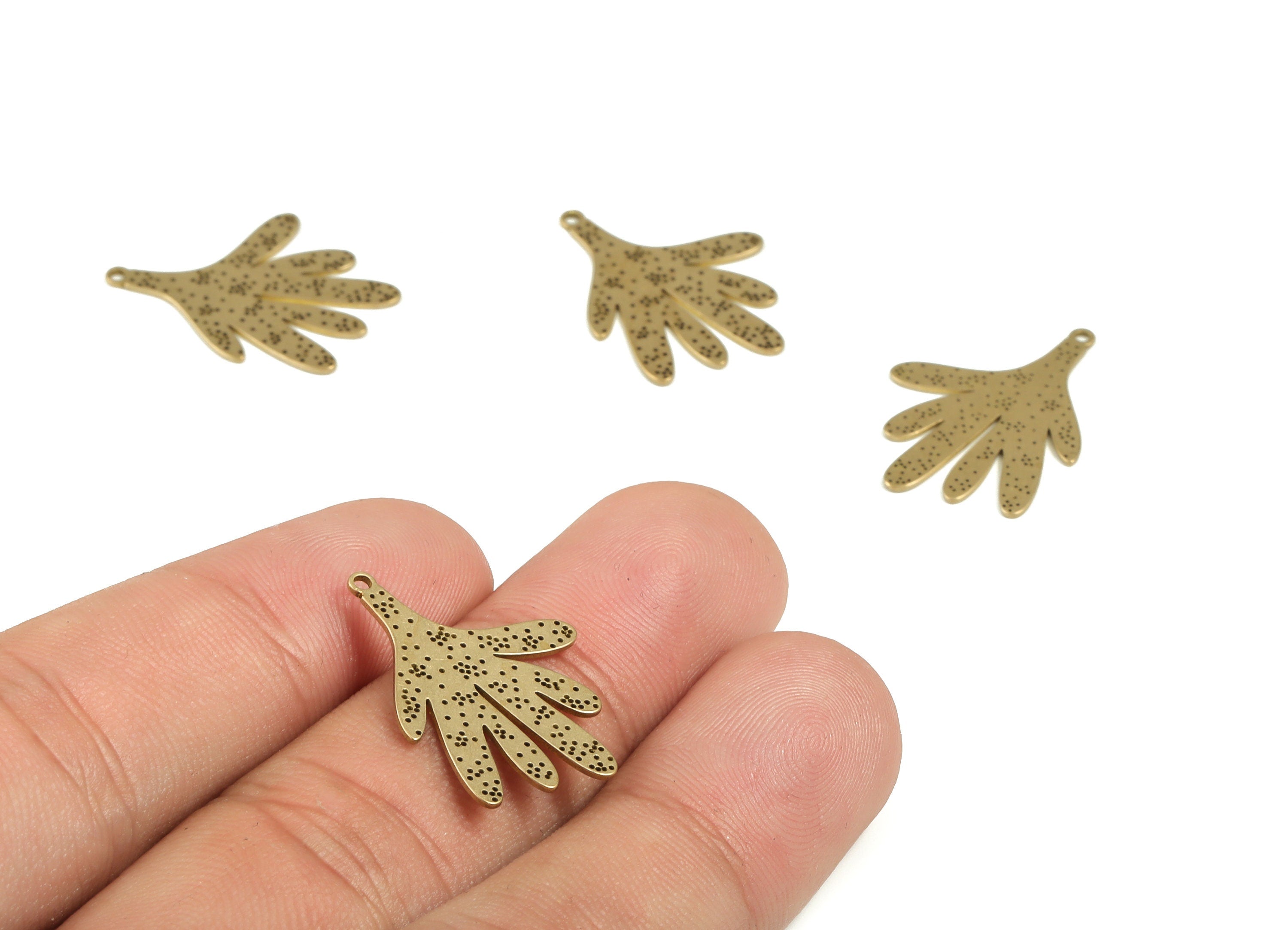 Brass Feather Earring Charms - Raw Brass Feather Pendant - Earrings Finding - Jewelry Making Supplies - 24.46x18.11x0.59mm - PP4195 - DOMEDBAZAAR
