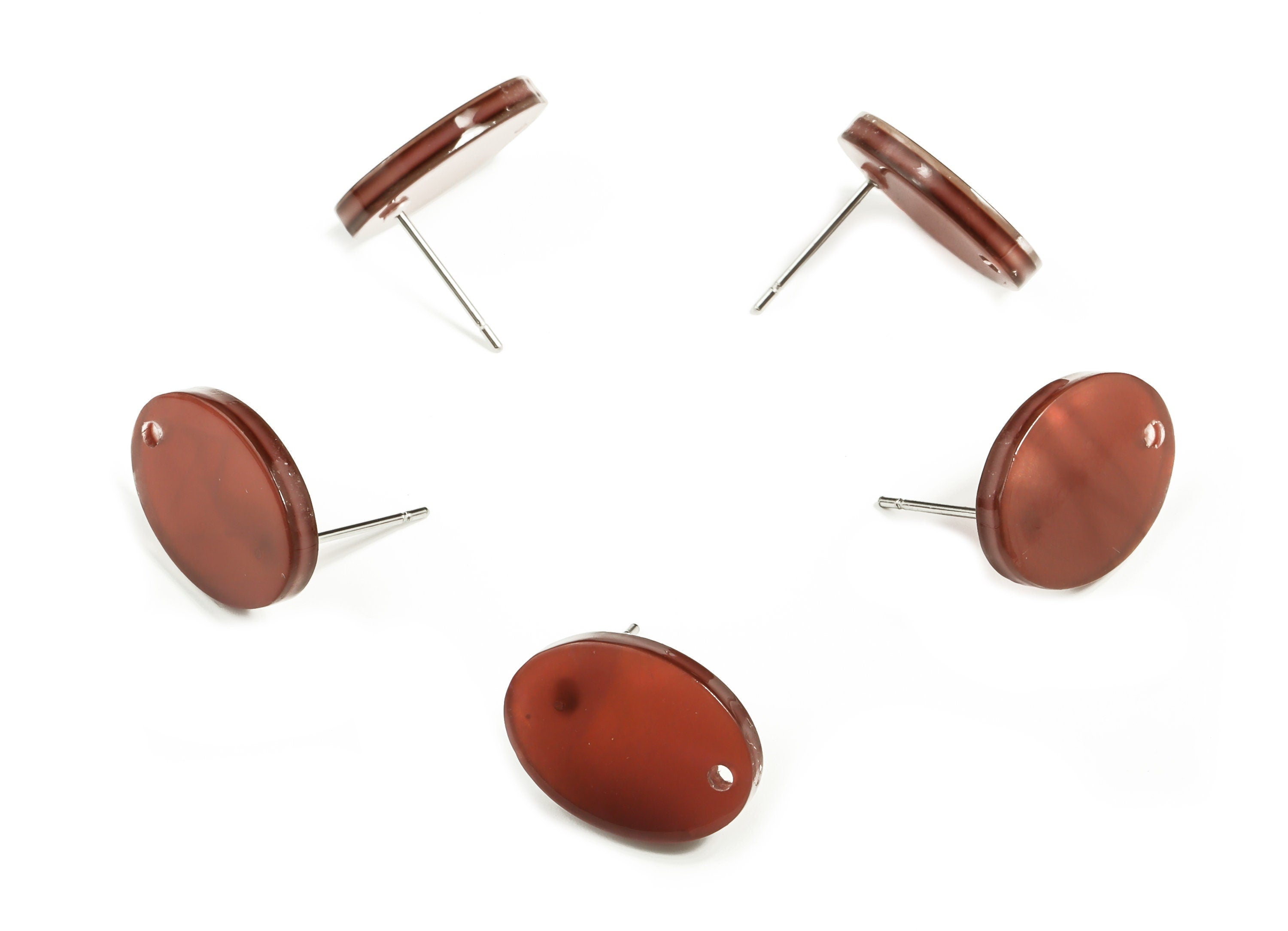 Acrylic Oval Earring Post - Acrylic Oval Stud - 316 Surgical Stainless Steel Stud - Color Code: A654 - 16.25x12.15x2.54mm - AC2294-A654 - DOMEDBAZAAR