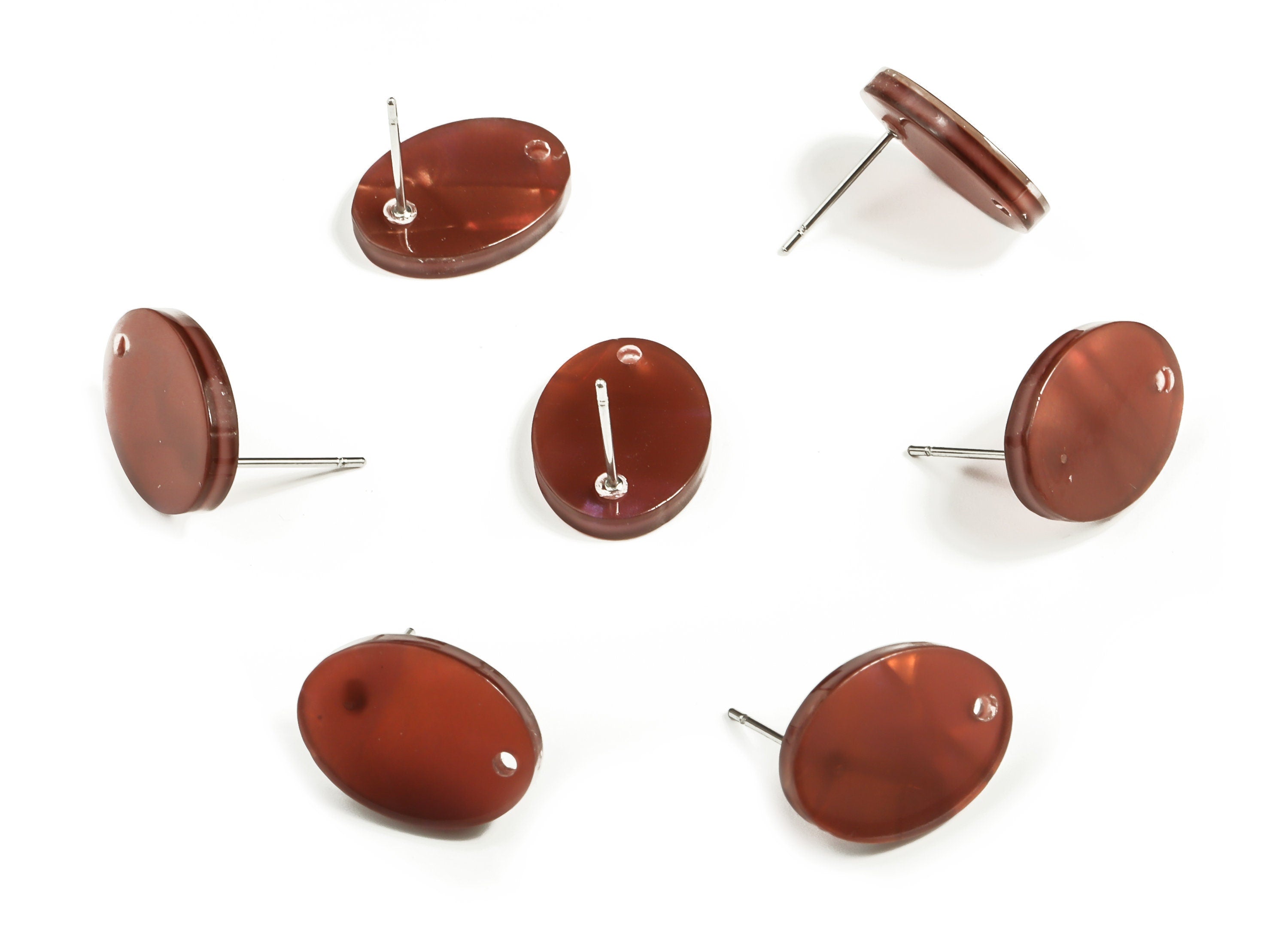 Acrylic Oval Earring Post - Acrylic Oval Stud - 316 Surgical Stainless Steel Stud - Color Code: A654 - 16.25x12.15x2.54mm - AC2294-A654 - DOMEDBAZAAR