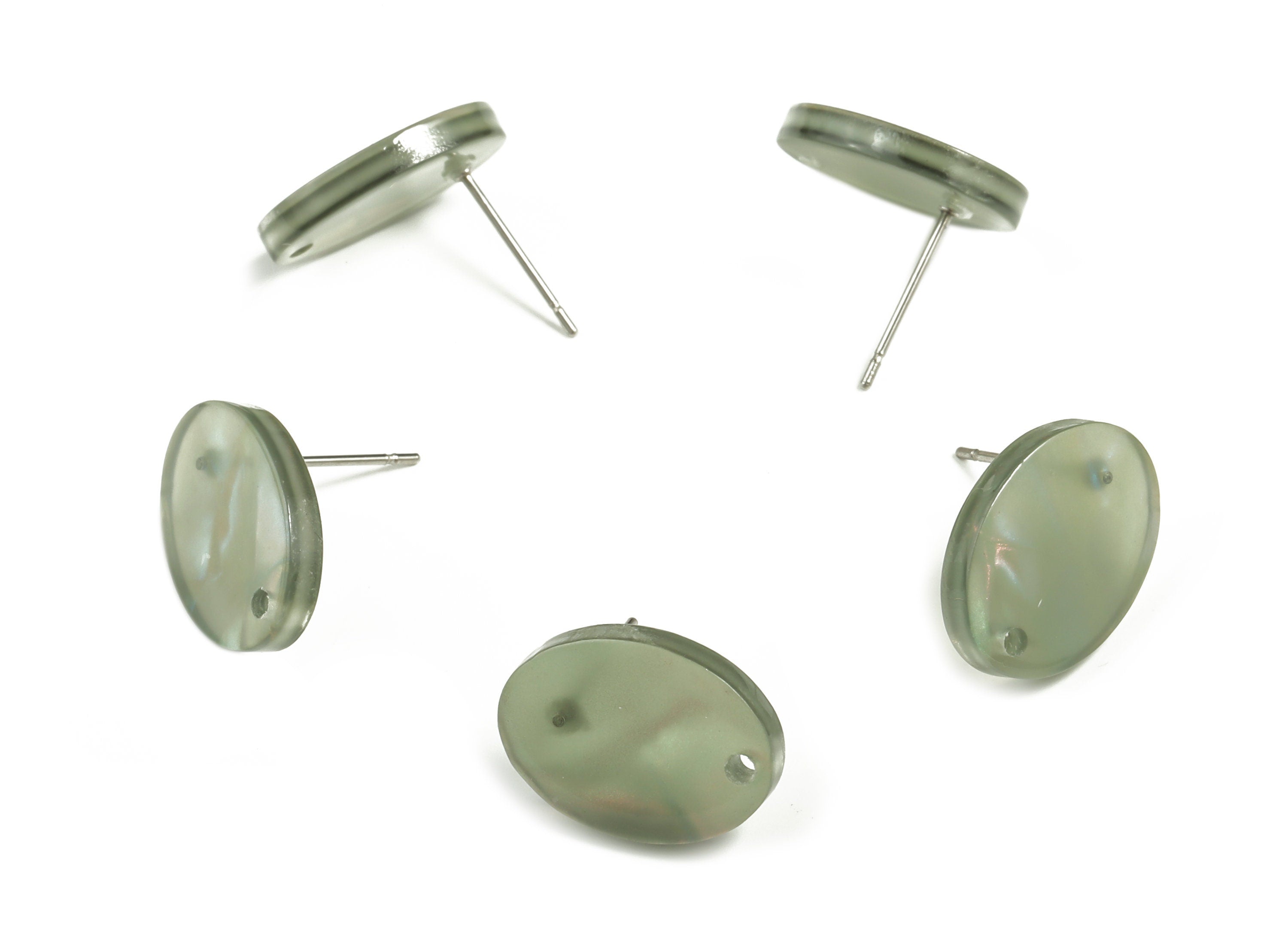 Acrylic Oval Earring Post - Acrylic Oval Stud - 316 Surgical Stainless Steel Stud - Color Code: A655 - 16.15x12.21x2.56mm - AC2294-A655 - DOMEDBAZAAR