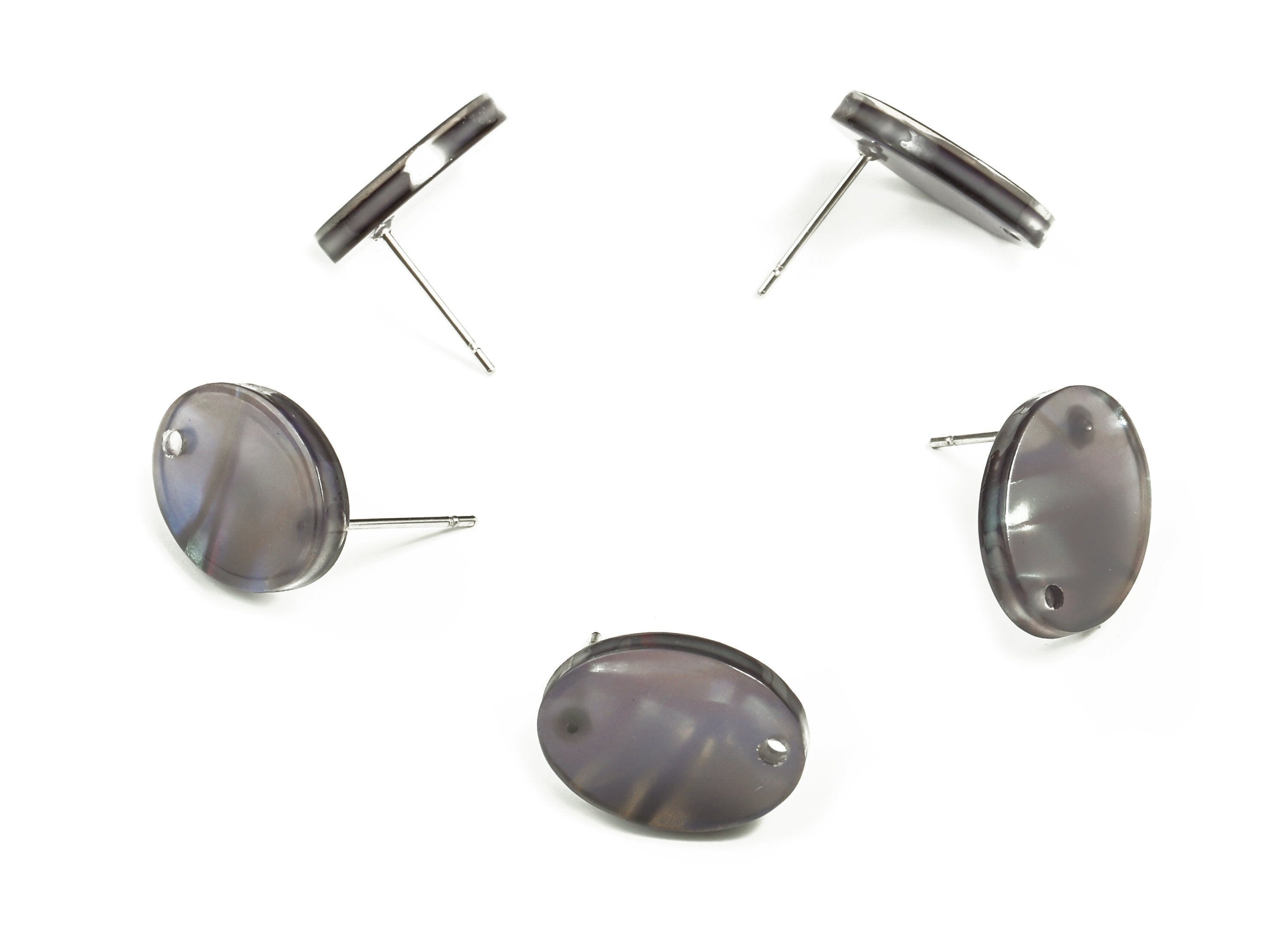 Acrylic Oval Earring Post - Acrylic Oval Stud Earring – Gold Plated Stud Jewelry Supplies - Code A656 -16.23x12.12x2.57mm - AC2294-A656 - DOMEDBAZAAR