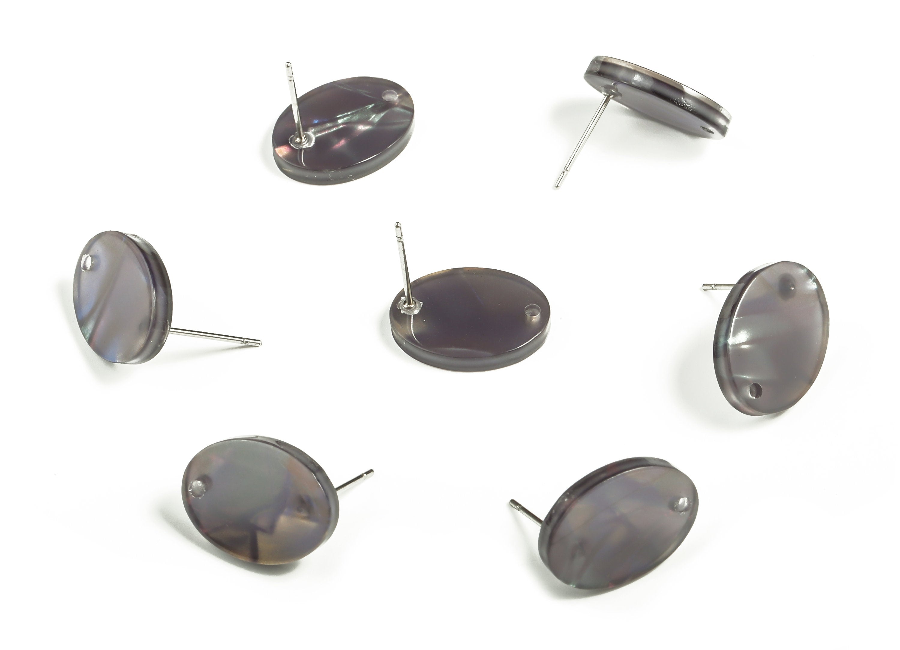 Acrylic Oval Earring Post - Acrylic Oval Stud Earring – Gold Plated Stud Jewelry Supplies - Code A656 -16.23x12.12x2.57mm - AC2294-A656 - DOMEDBAZAAR