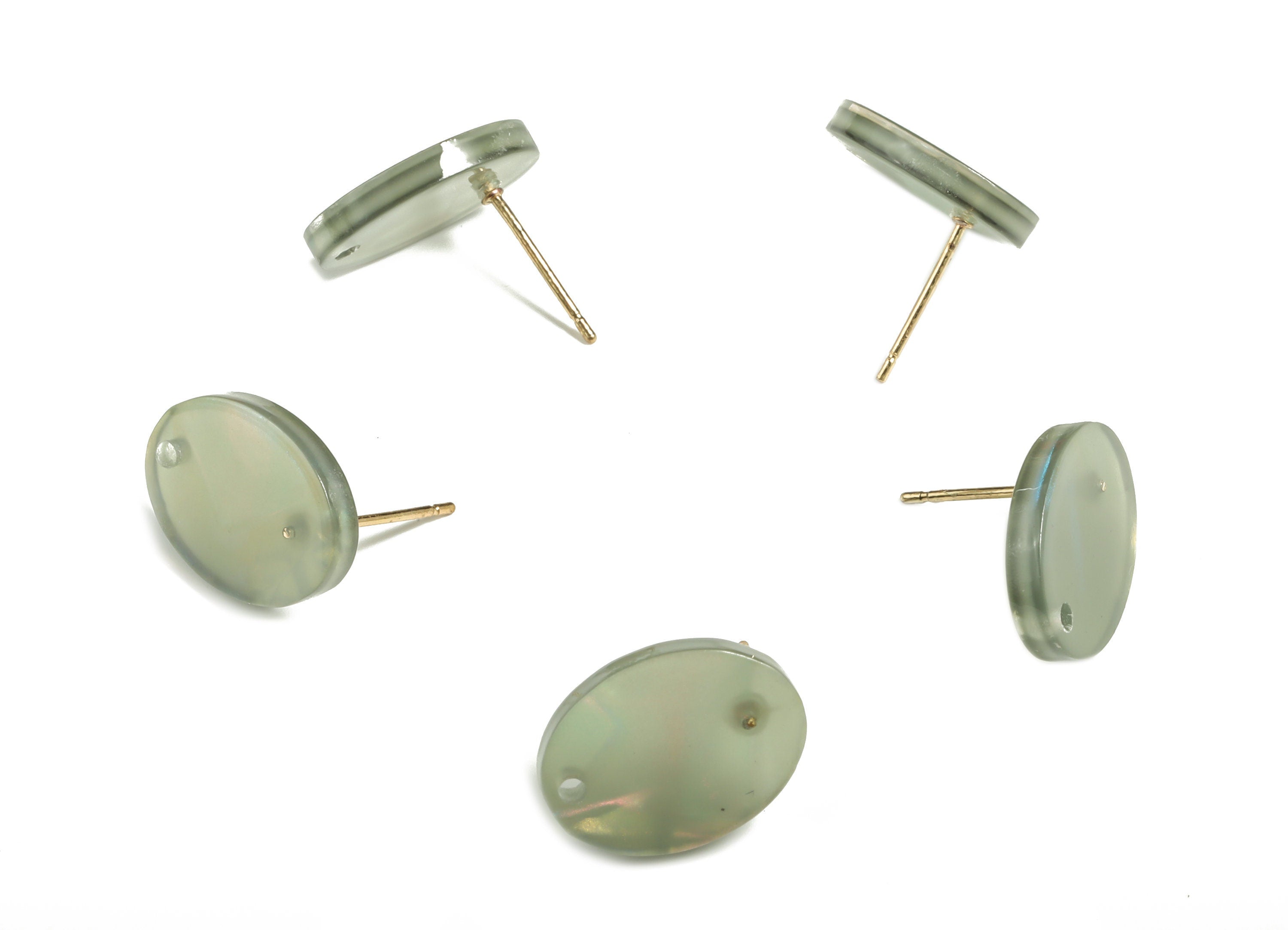 Acrylic Oval Earring Post - Acrylic Oval Stud - Gold Tone Plated Stud - Jewelry Supplies - Color Code: A655 - 16.2x12.2x2.6mm - AC2294-A655G - DOMEDBAZAAR