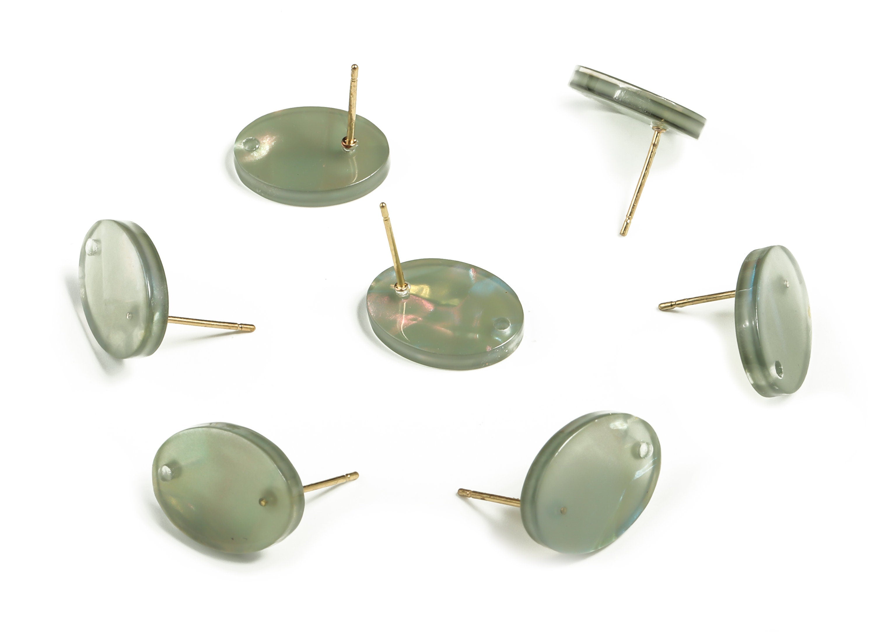 Acrylic Oval Earring Post - Acrylic Oval Stud - Gold Tone Plated Stud - Jewelry Supplies - Color Code: A655 - 16.2x12.2x2.6mm - AC2294-A655G - DOMEDBAZAAR
