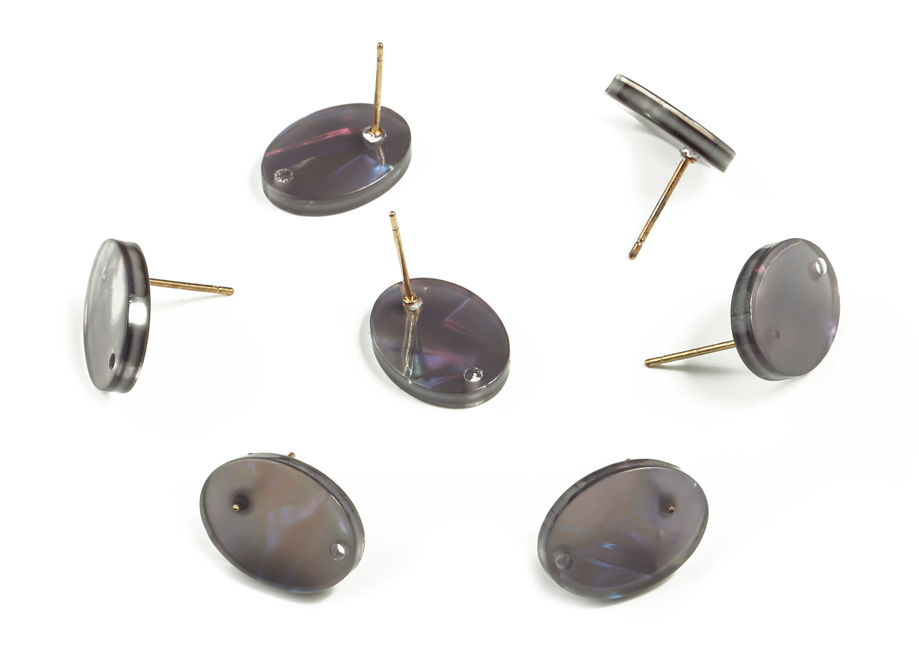 Acrylic Oval Earring Post - Acrylic Stud Earrings - Gold Tone Plated Stud - Jewelry Supplies - Code A656 -16.17x12.13x2.57mm - AC2294-A656G - DOMEDBAZAAR