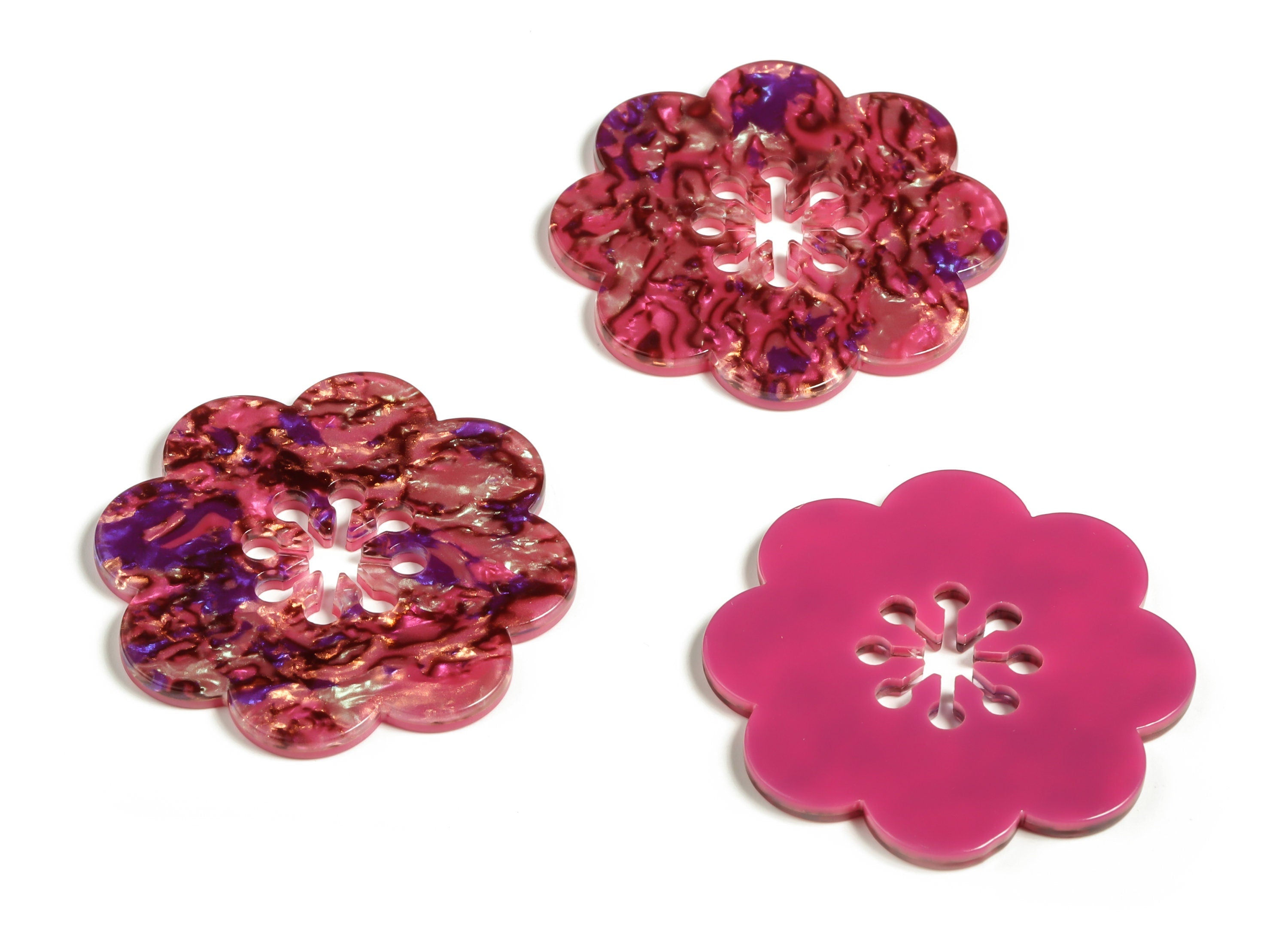 Acrylic Flower Shaped Charm - Flower Earrings Charm - Flower Pendant Charm - Jewelry Supply - Code A651 - 41.83x41.56x2.54mm- AC2291-A651 - DOMEDBAZAAR