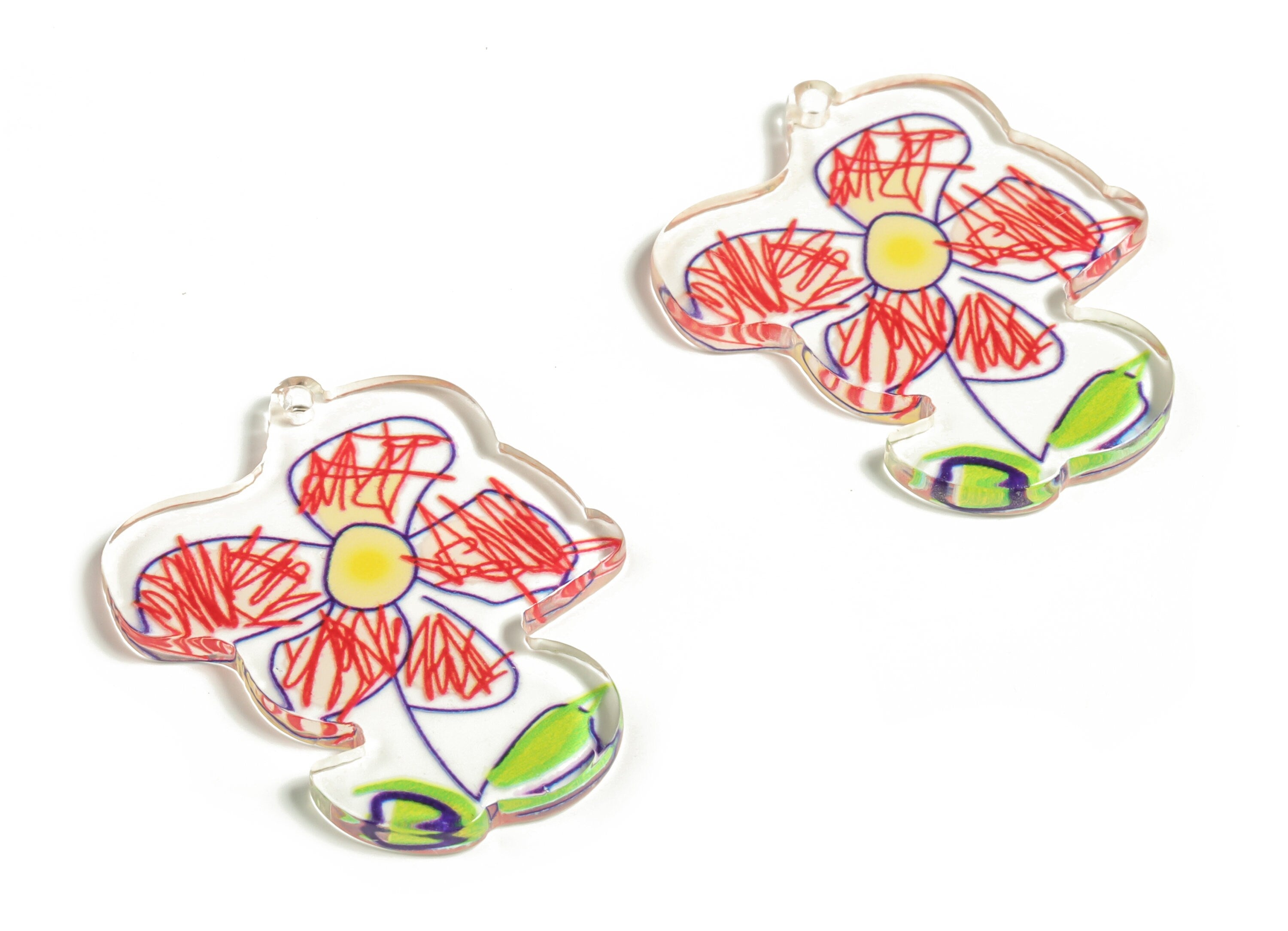 Acrylic Flower Charm - Flower Earring Charm – Flower Shape Pendant - Earring Findings - DIY Jewelry Supply -39.22x33.56x2.76mm - AC2274 - DOMEDBAZAAR