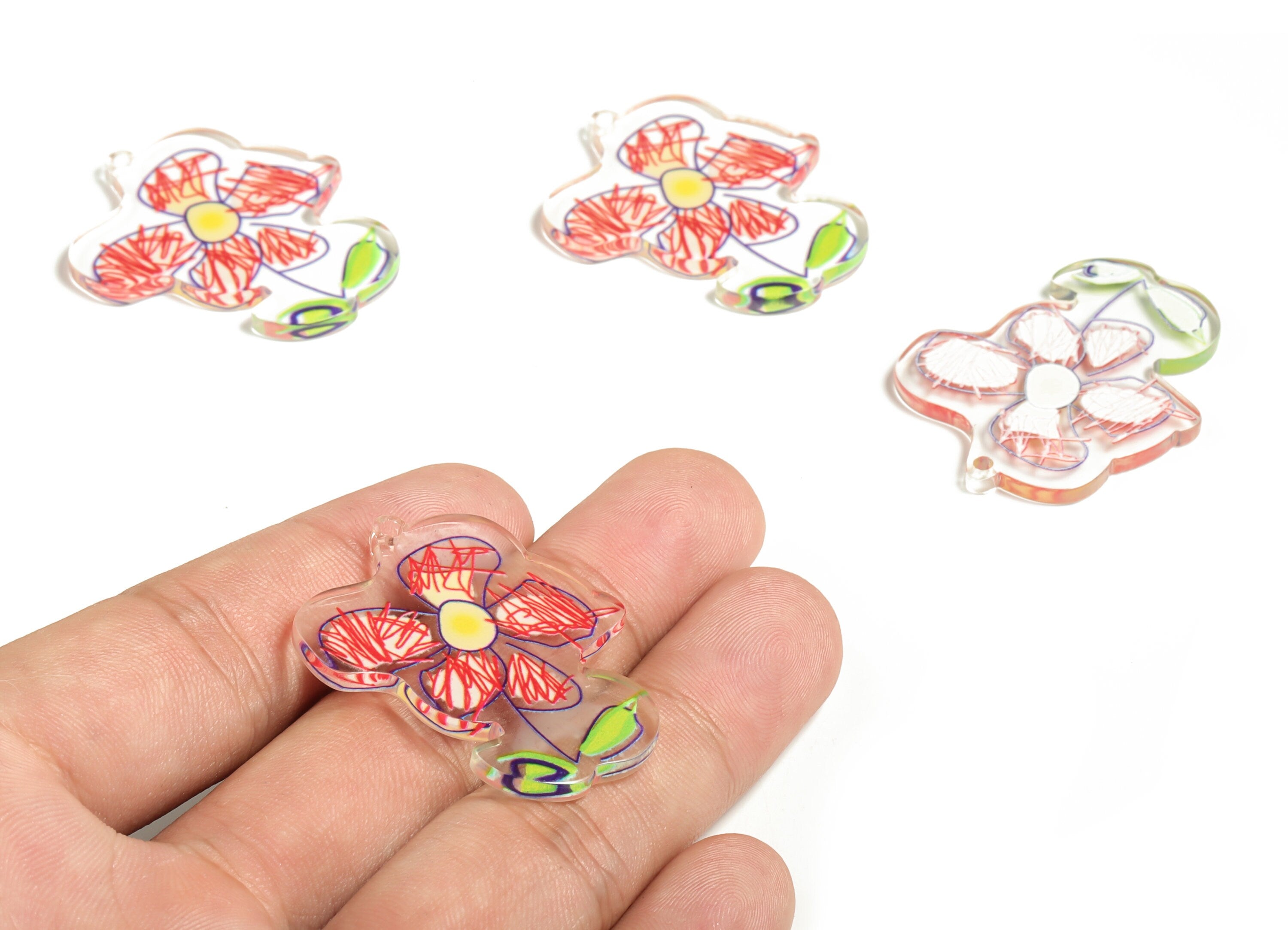 Acrylic Flower Charm - Flower Earring Charm – Flower Shape Pendant - Earring Findings - DIY Jewelry Supply -39.22x33.56x2.76mm - AC2274 - DOMEDBAZAAR