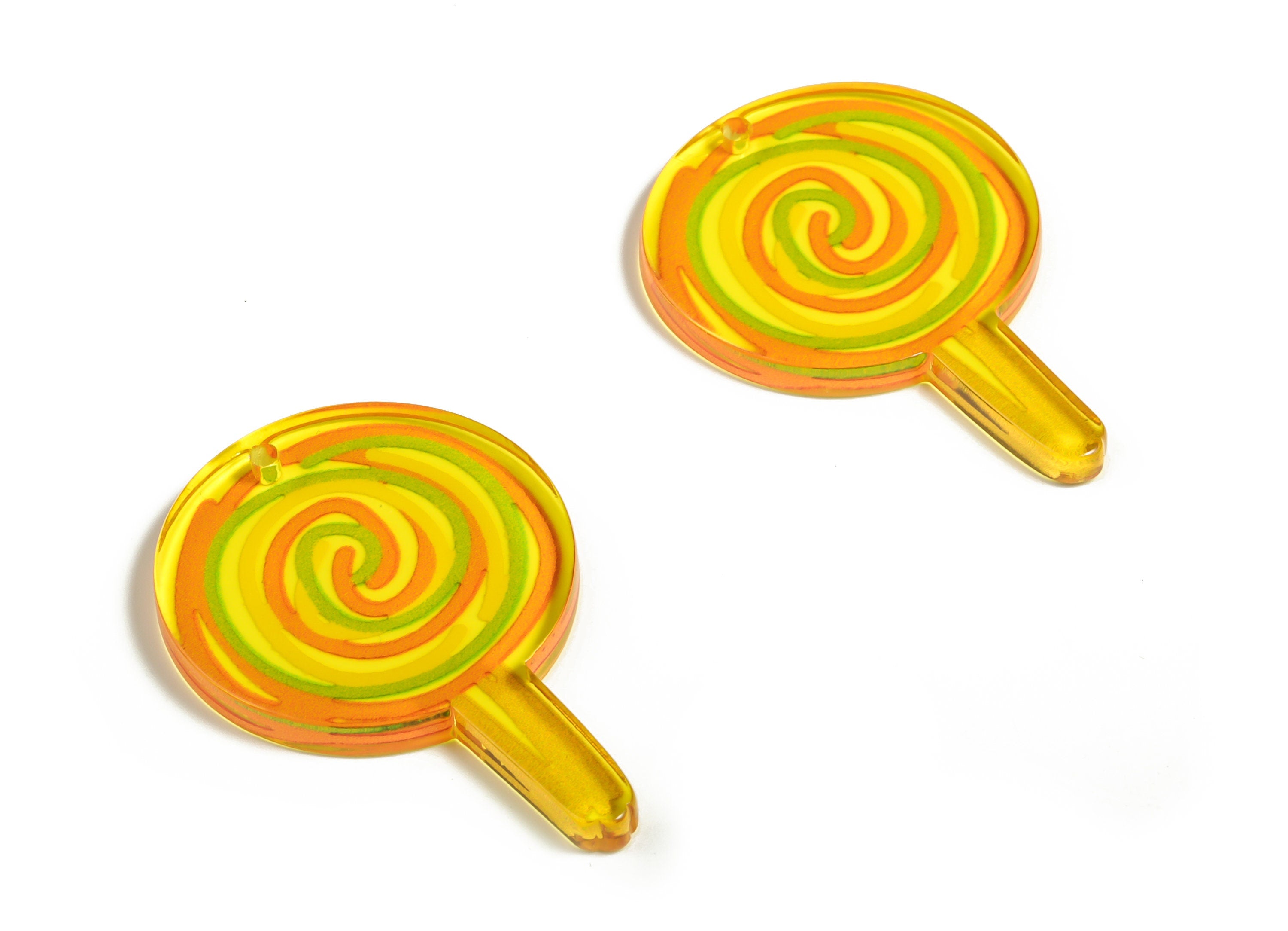 Acrylic Spiral Lollipop Candy Charm Pendant - Earring Charm - Colorful Candy Charm – Jewelry Making supplies - 40.67x27.62x2.95mm - AC2275 - DOMEDBAZAAR