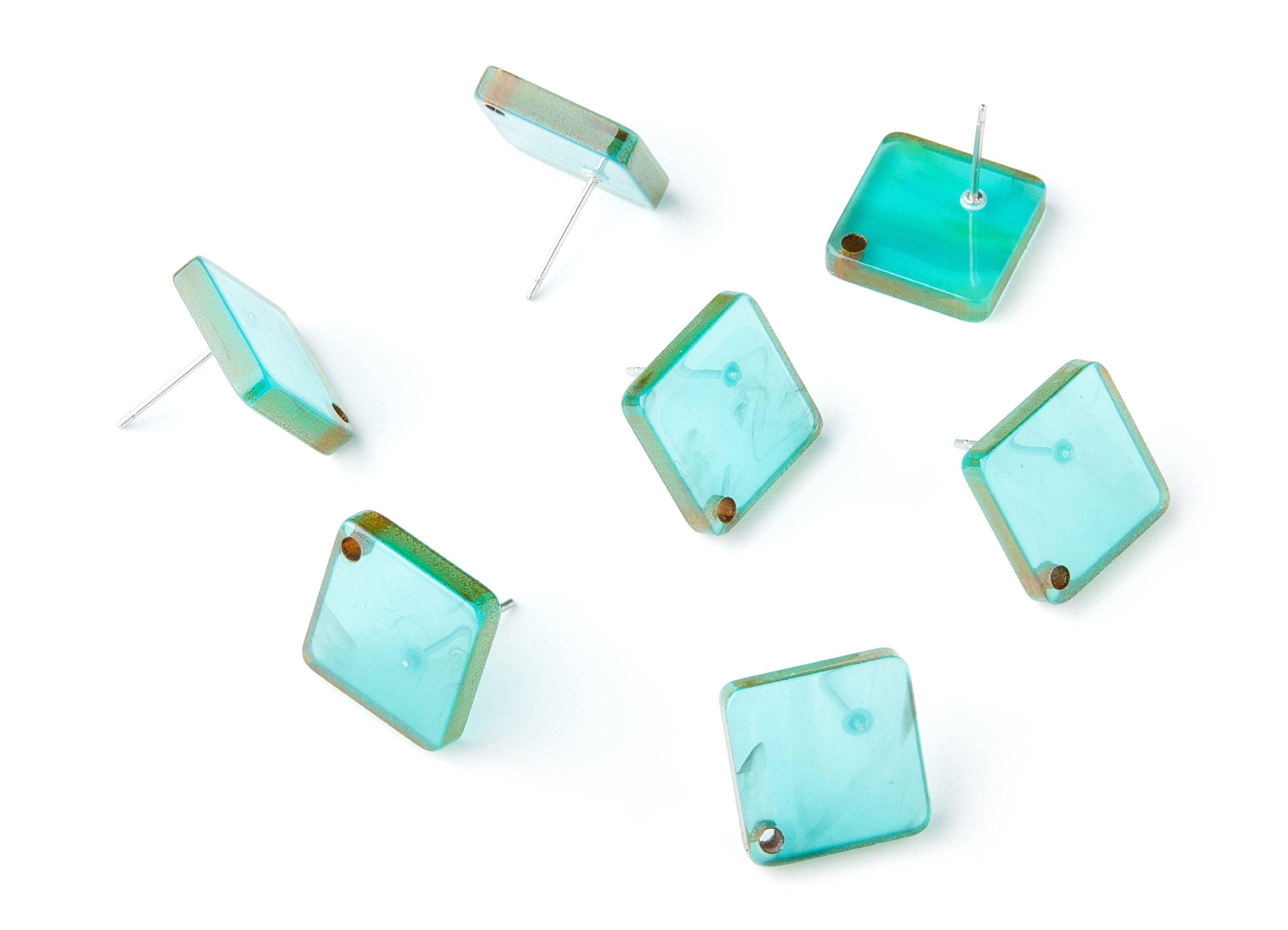 Acrylic Earring Post Charms - Stud Earring Charms - Tortoise Shell Earrings - Square Earrings - Color Code: A235 - 14.55x14.55x2mm - AC1387B - DOMEDBAZAAR